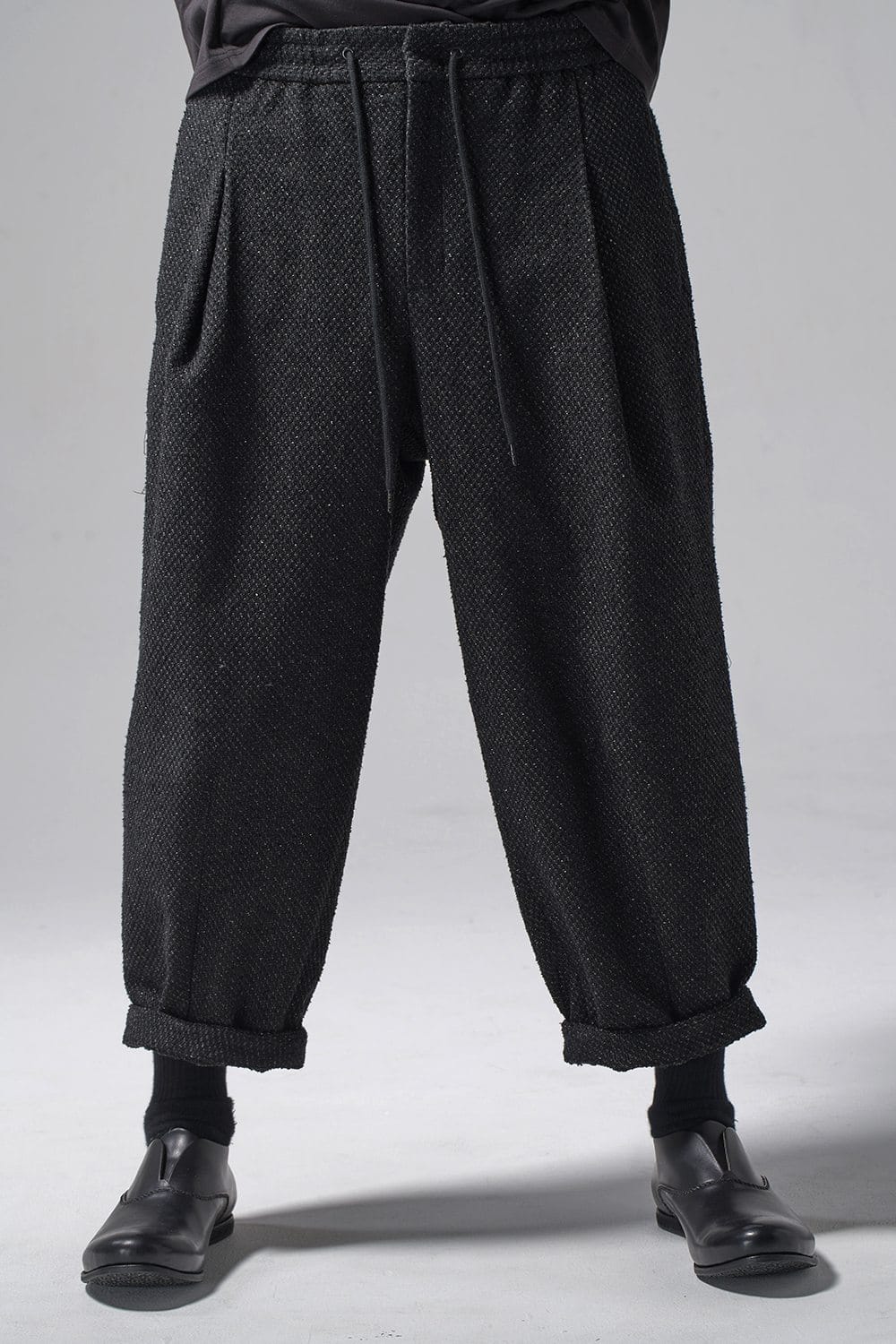 Baggy cropped pants Silk mixed Jacquard