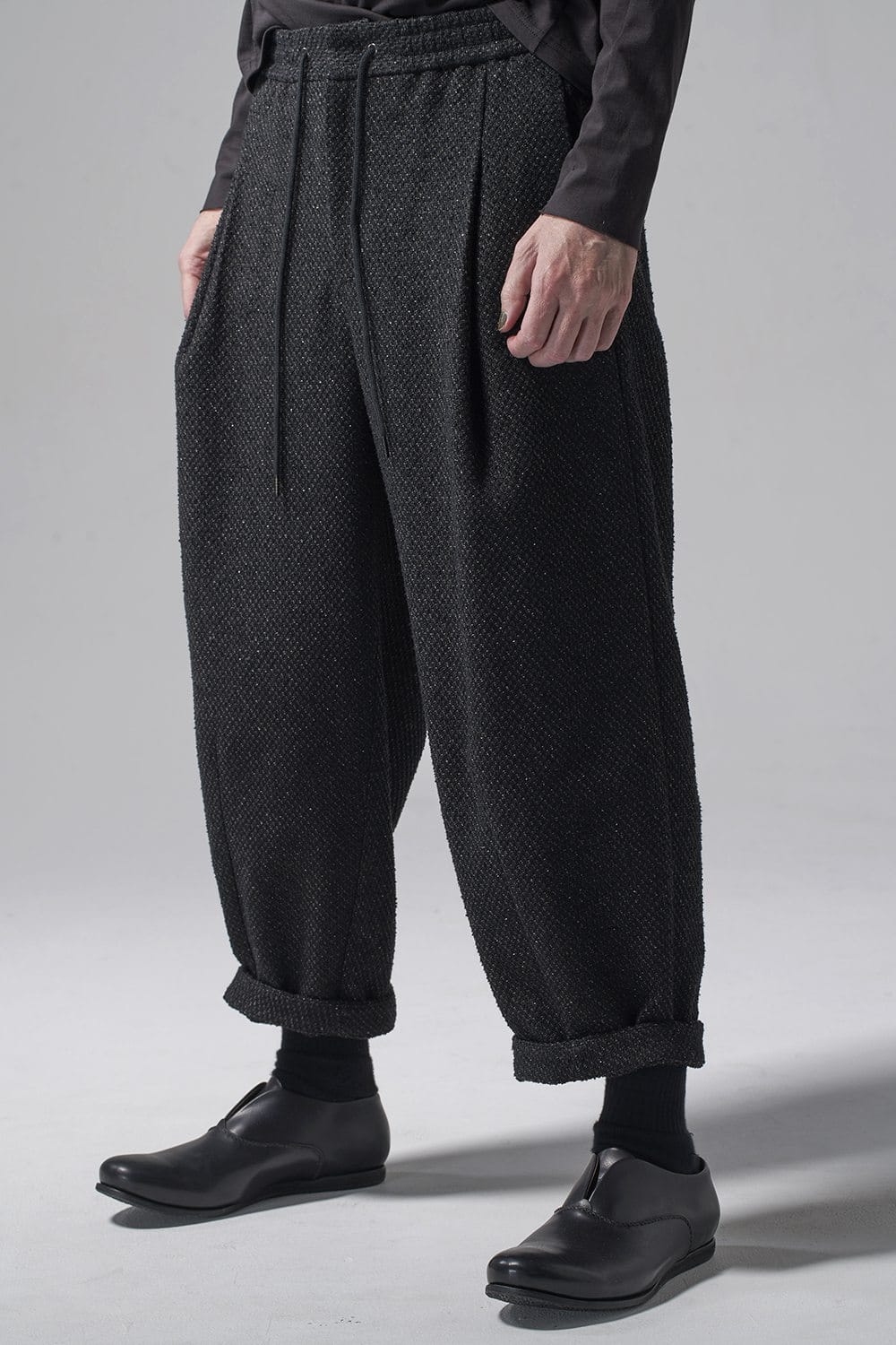 Baggy cropped pants Silk mixed Jacquard