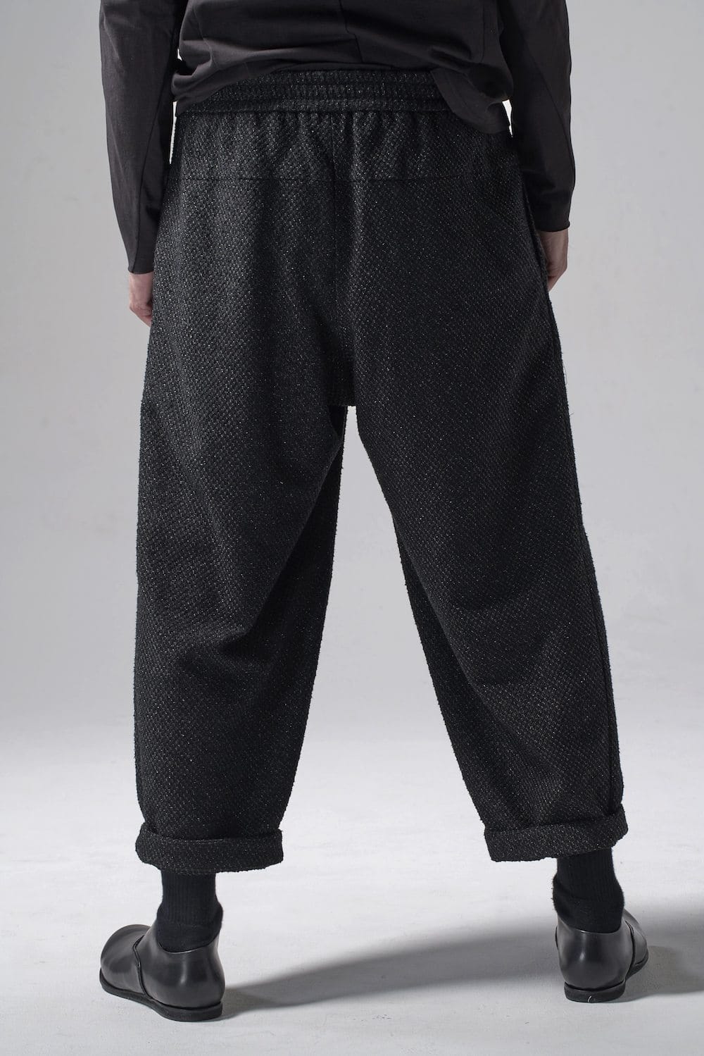 Baggy cropped pants Silk mixed Jacquard