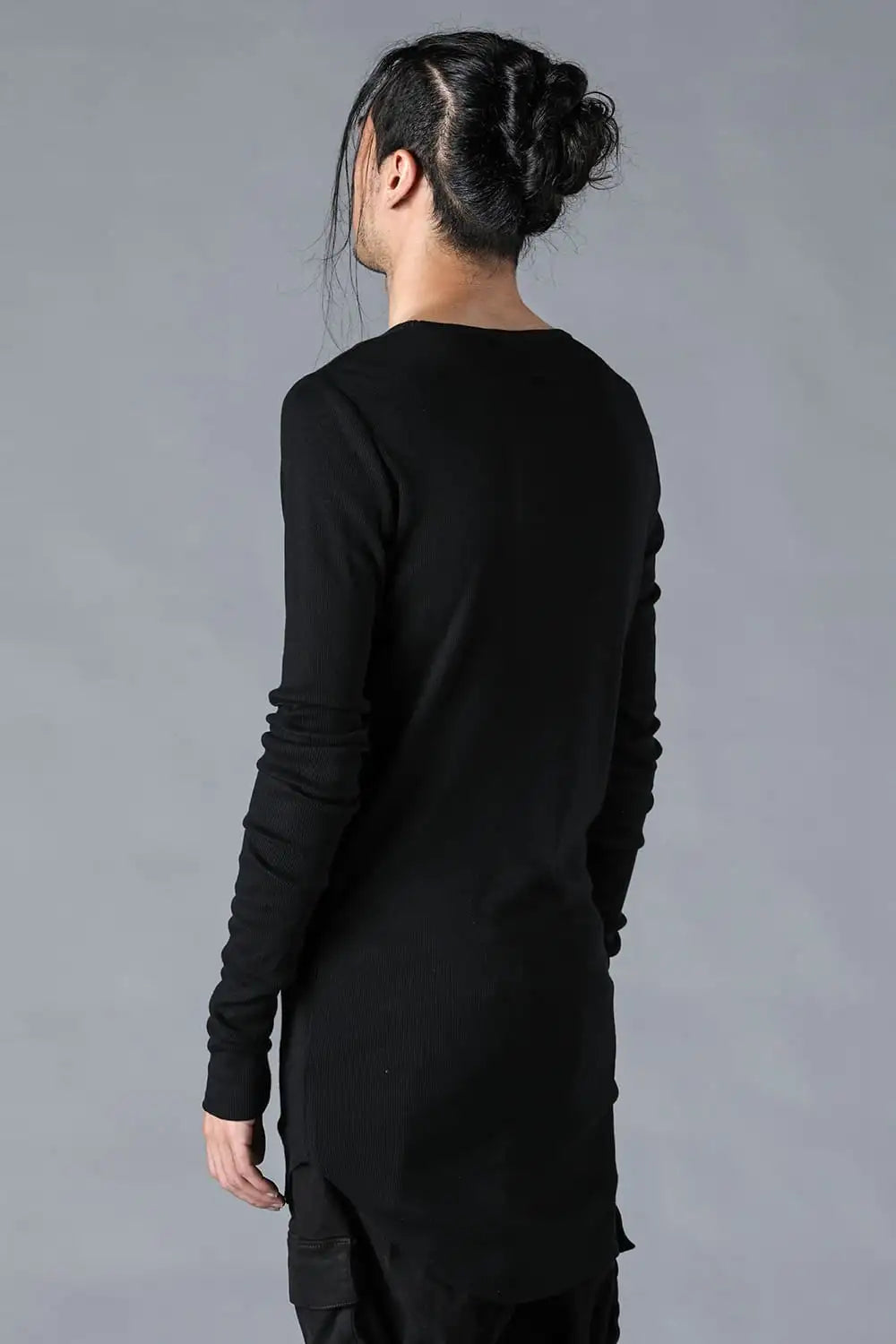 Modal x Cotton Rib Long Sleeve T-Shirt Black