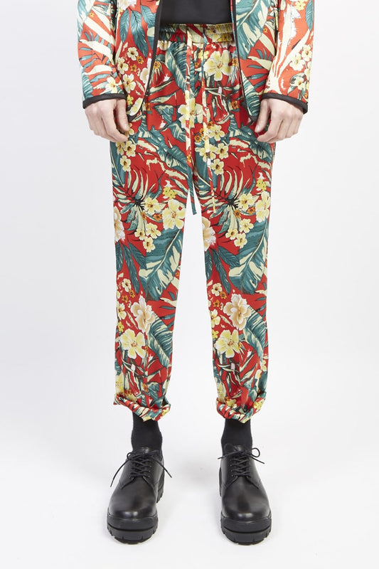 PE Dessin tropical print drawstring pants Red