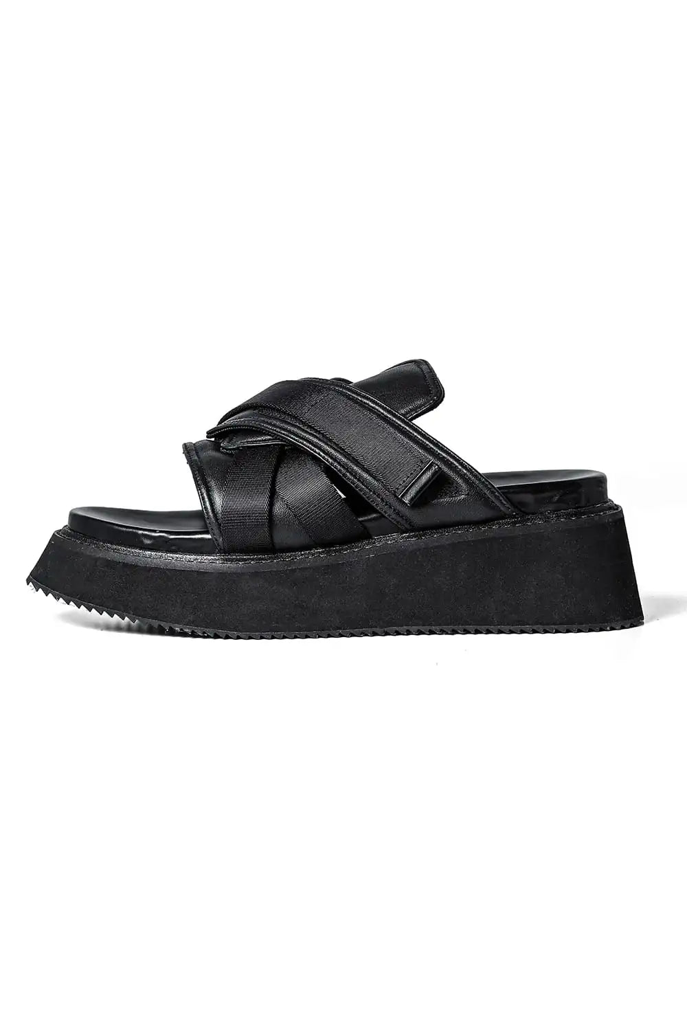 Coated Goat Suede Velcro Sandal