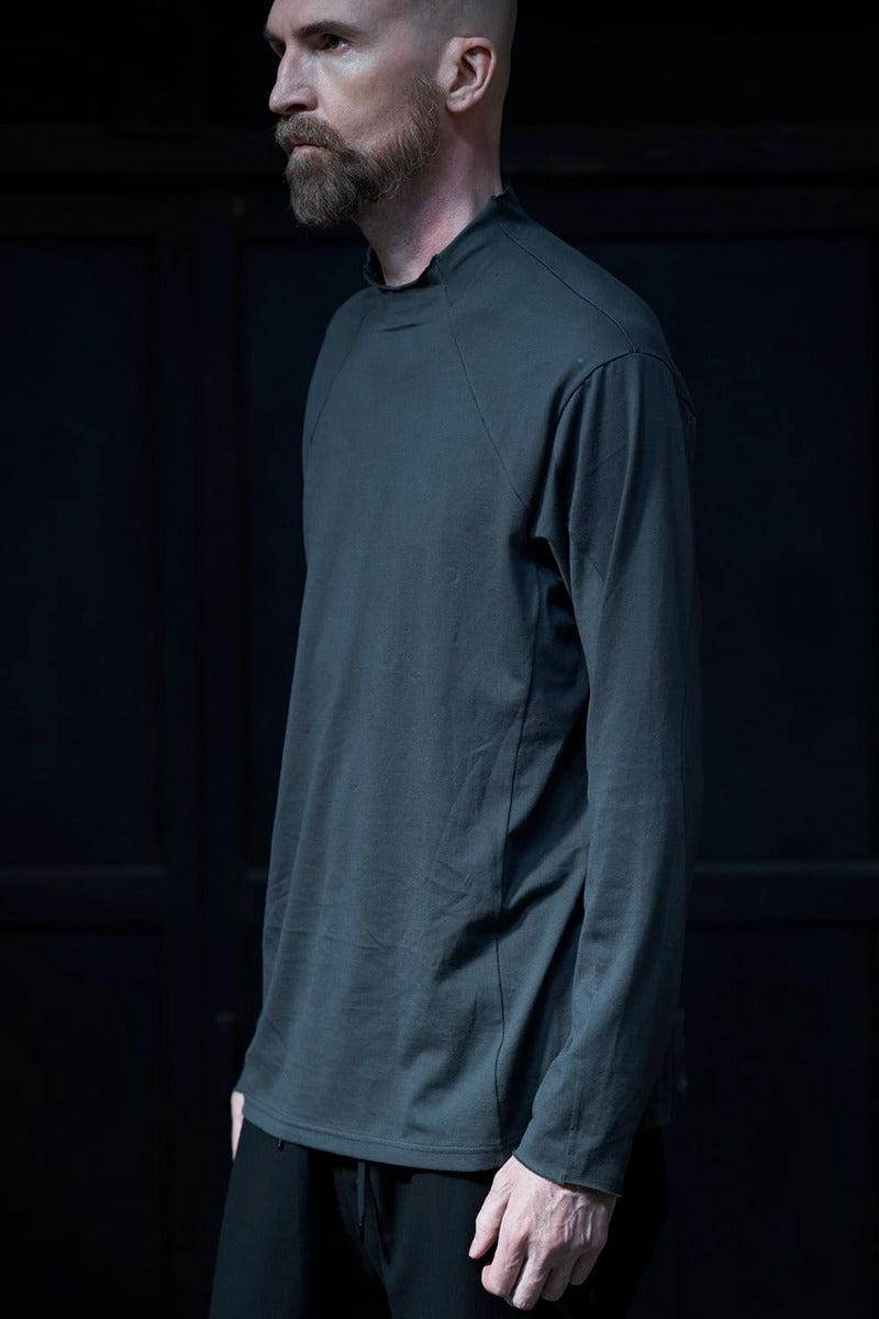 Semi High neck Long sleeve suvin cotton jersey  Charcoal