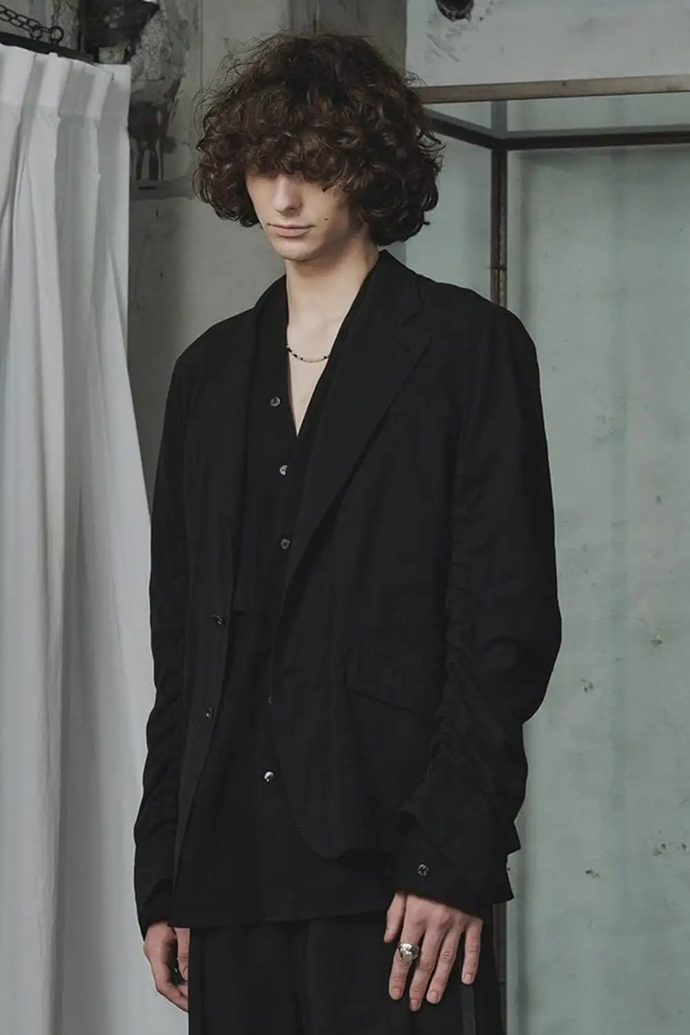 強撚ドライコットン ジャケット  ブラック