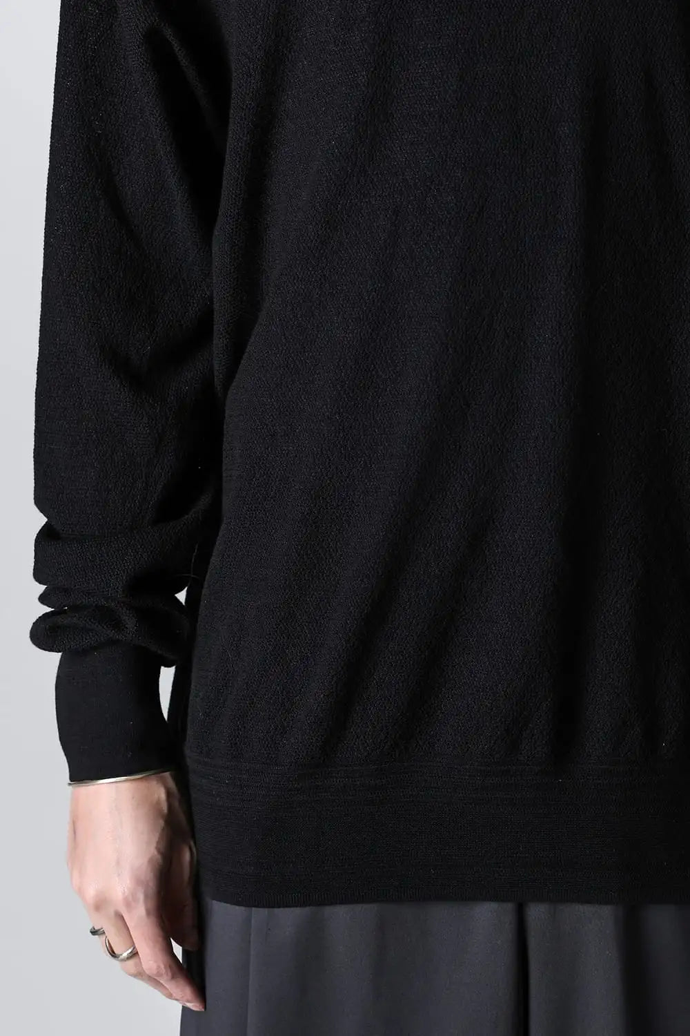 プルオーバーニット コットンリネンシルク Black