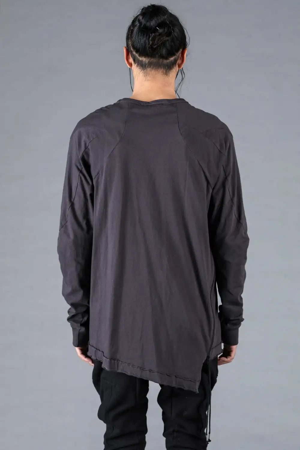 30/- Soft Cotton Jersey Side Zip Long Sleeve T-Shirt Charcoal