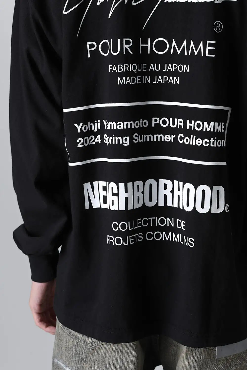 NEIGHBORHOOD x Yohji Yamamoto Print Long Sleeve T-Shirt Black