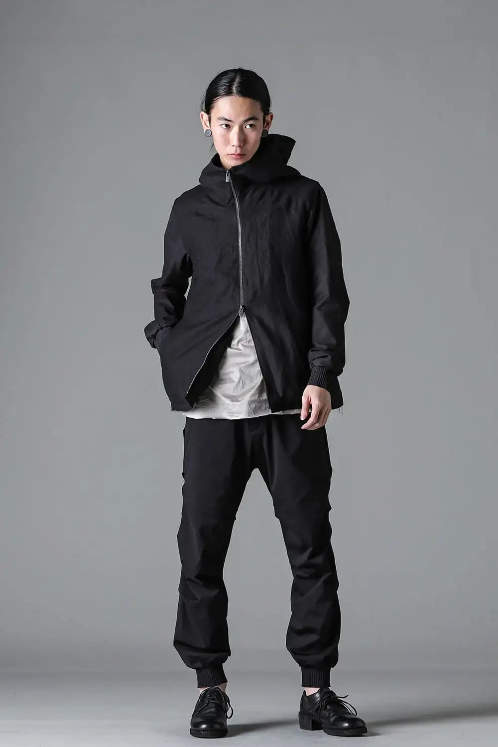 Hooded jacket soft nubuck cow leather