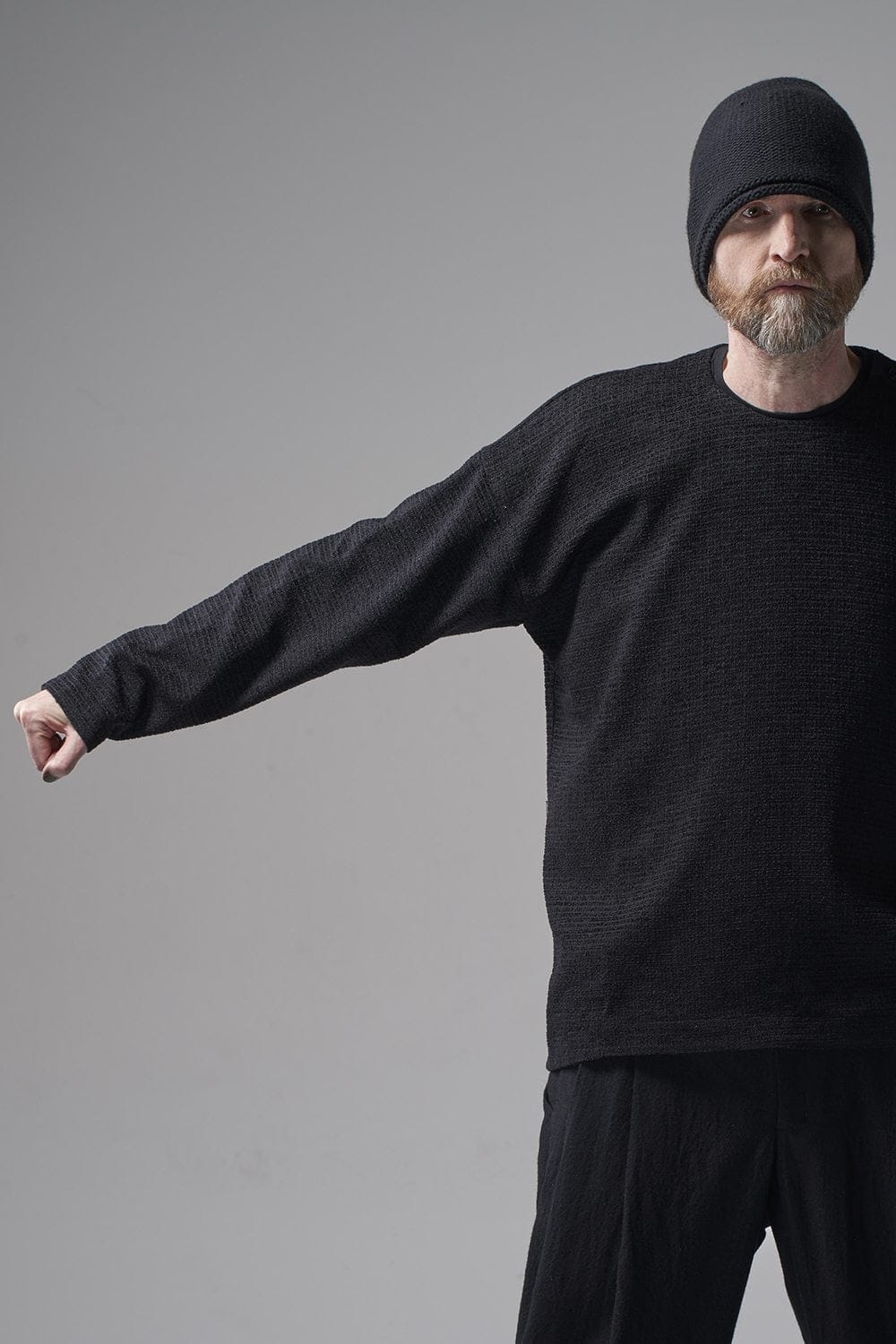 ロングプルオーバーシャツ シルクツイード