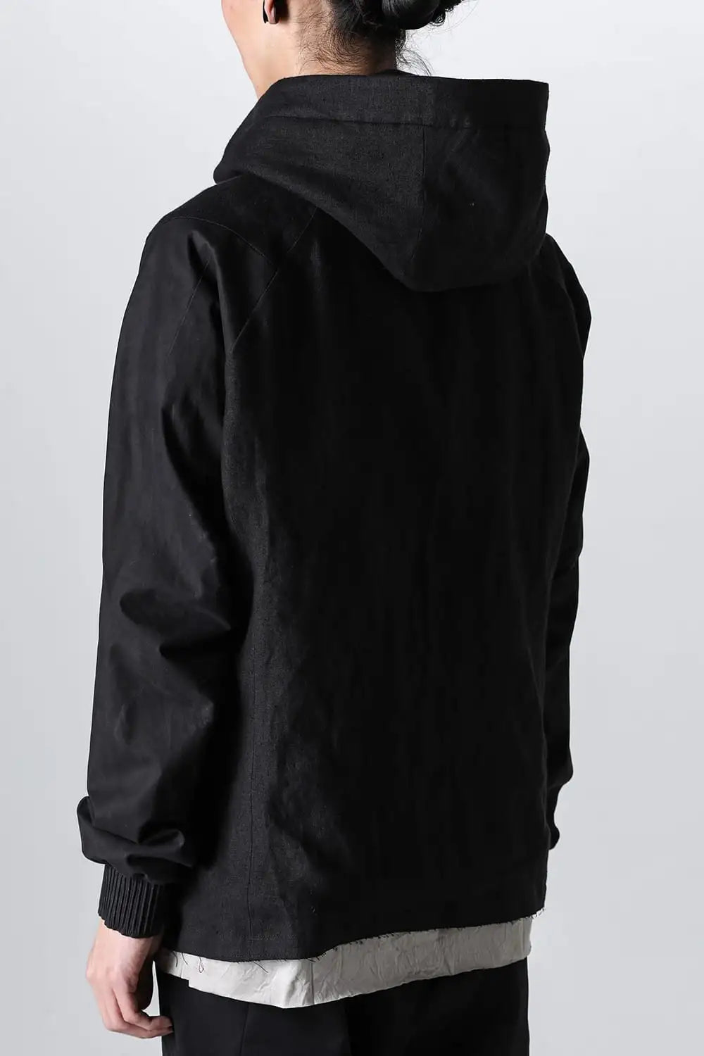 Hooded jacket soft nubuck cow leather