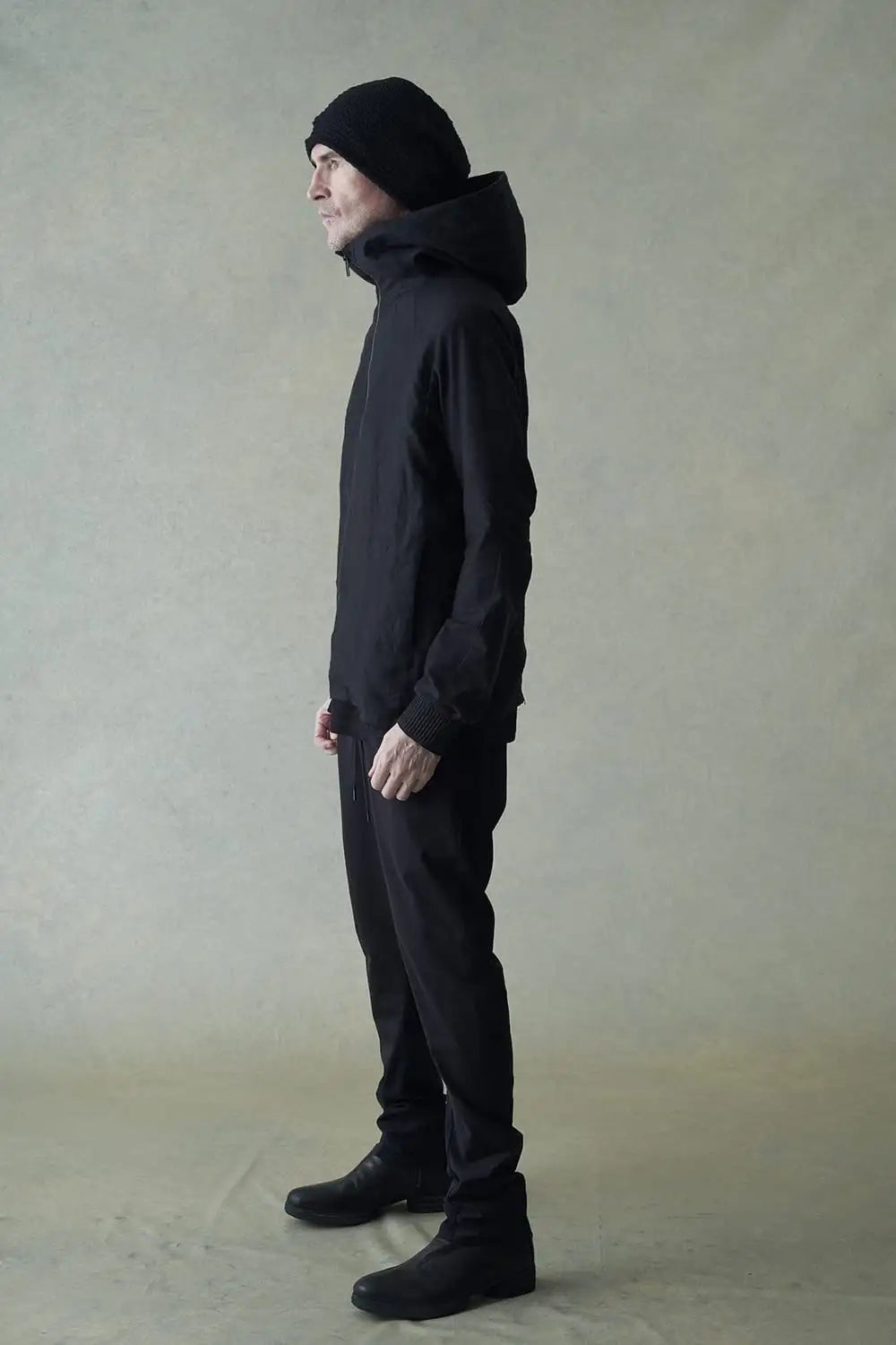 Hooded jacket soft nubuck cow leather