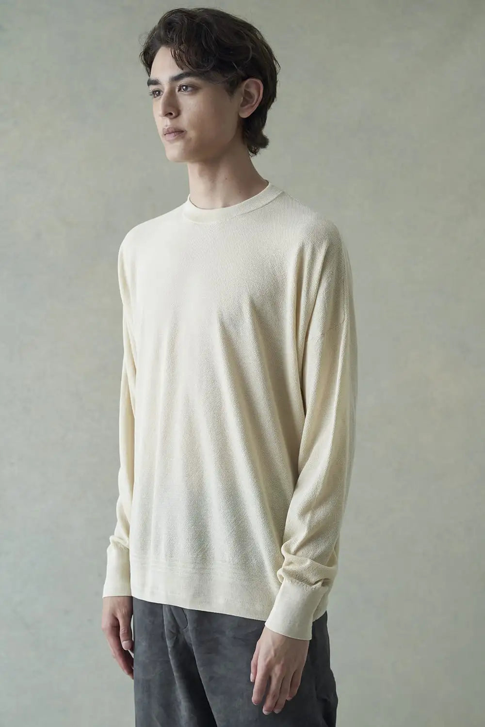 プルオーバーニット コットンリネンシルク Ecru