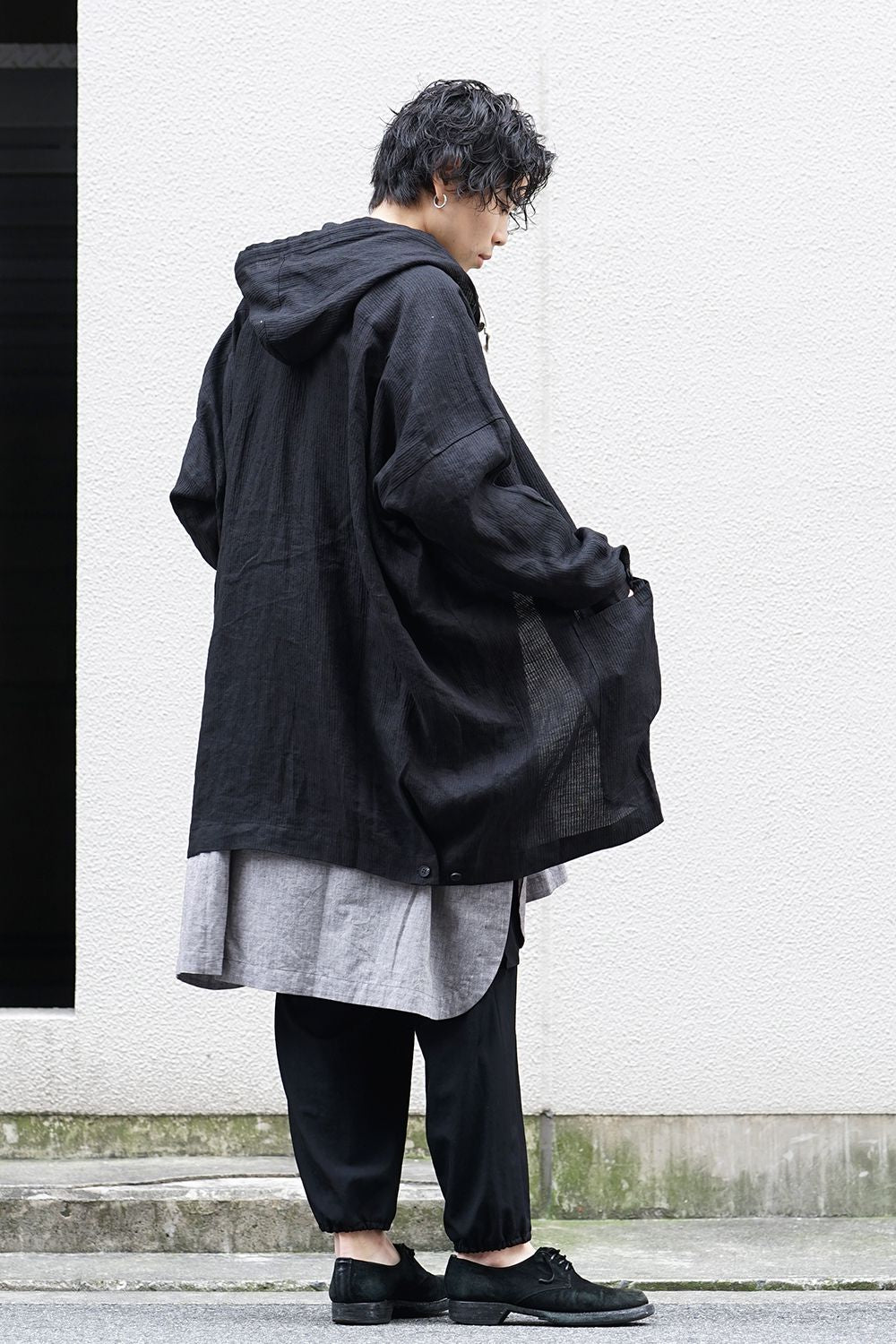 Stripe linen Hooded Shirts Jacket