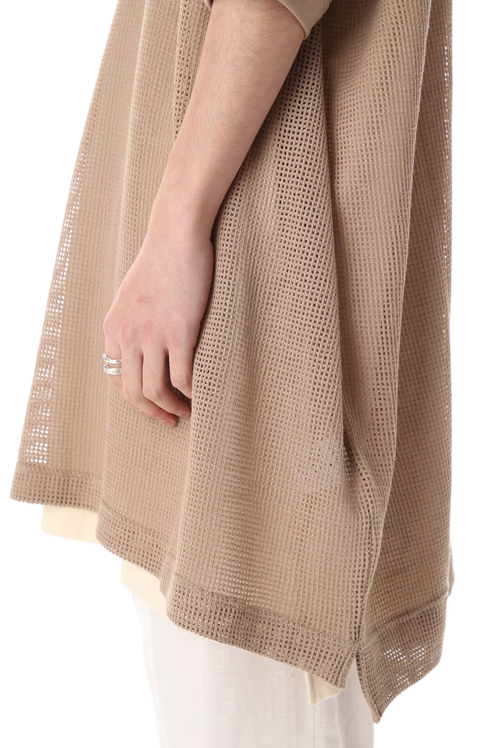 Mesh SS Oversize Tee LT Brown