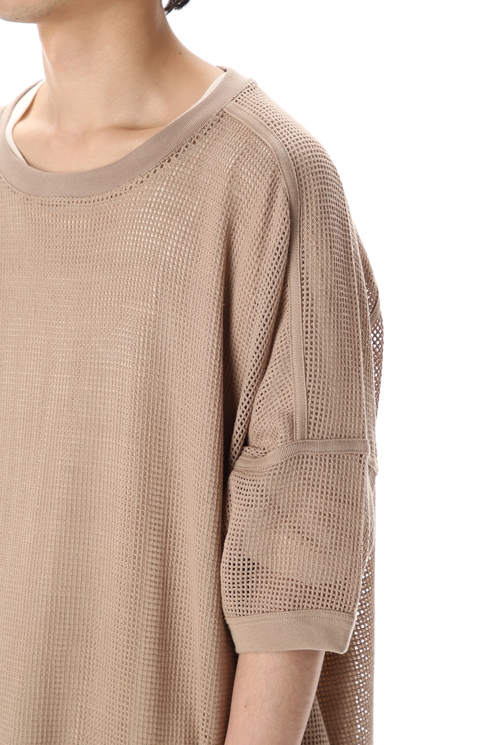 Mesh SS Oversize Tee LT Brown