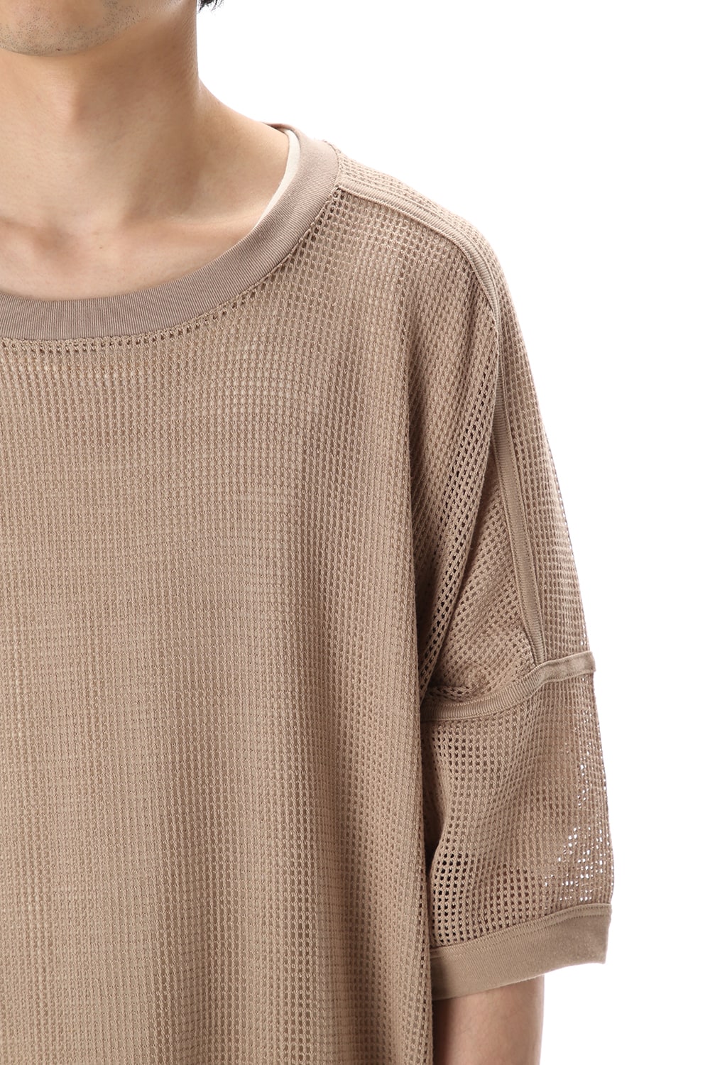 Mesh SS Oversize Tee LT Brown
