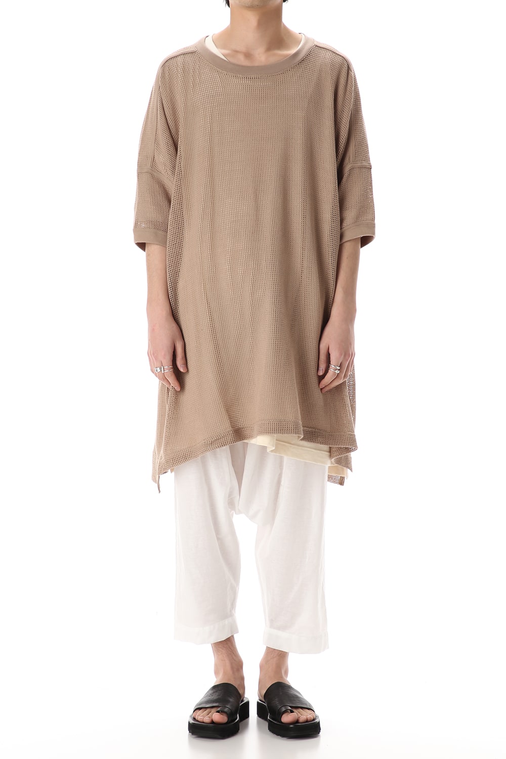 Mesh SS Oversize Tee LT Brown