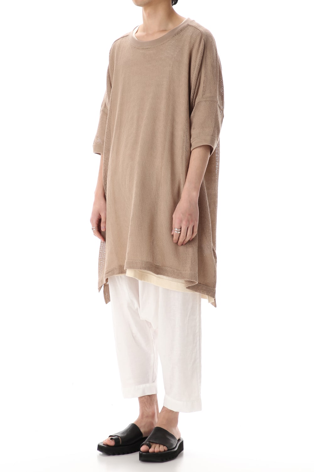 Mesh SS Oversize Tee LT Brown