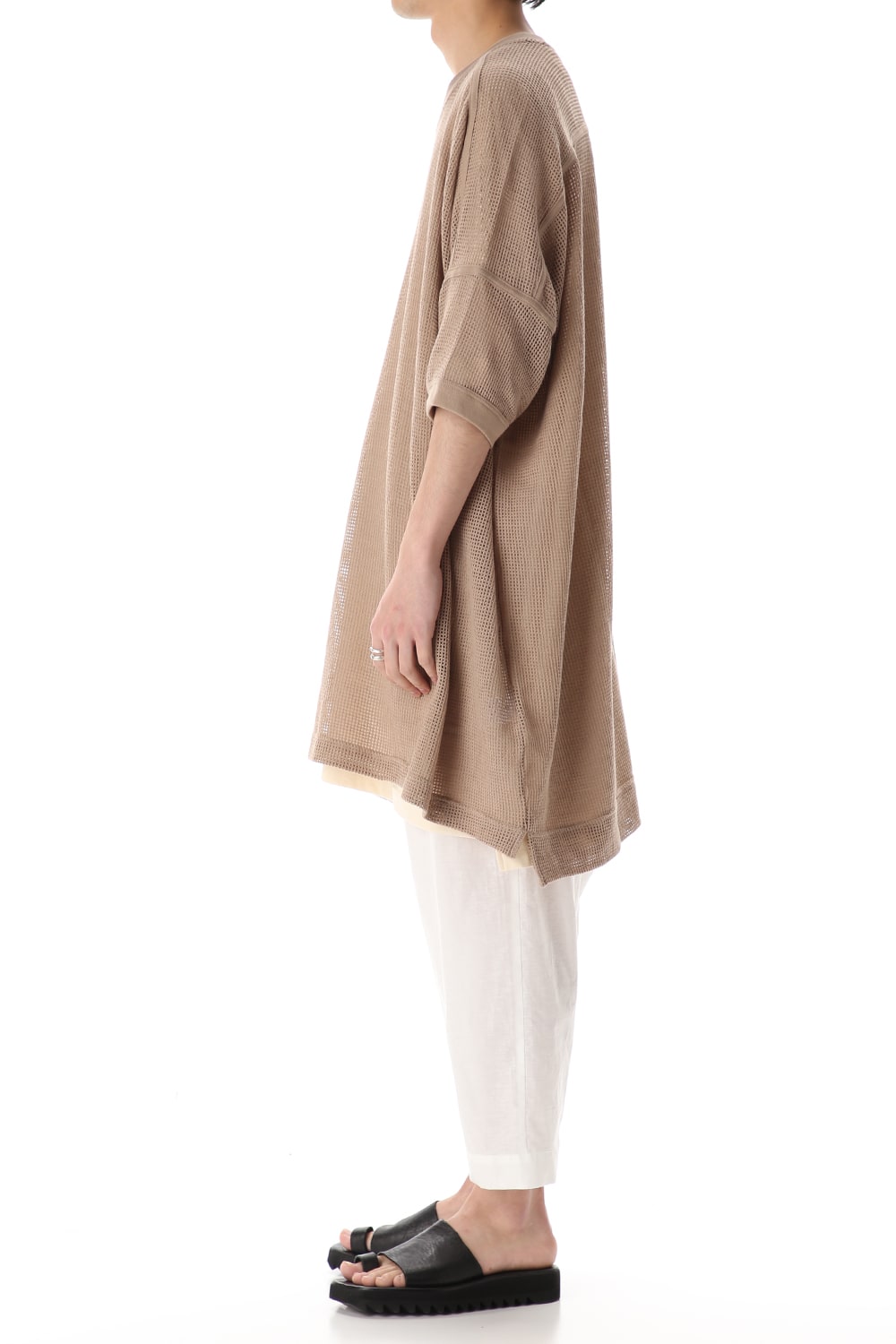 Mesh SS Oversize Tee LT Brown