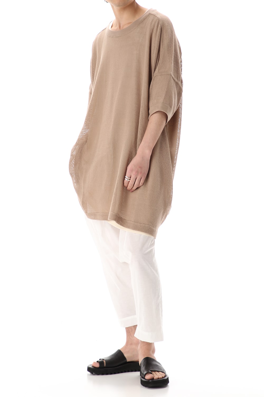 Mesh SS Oversize Tee LT Brown