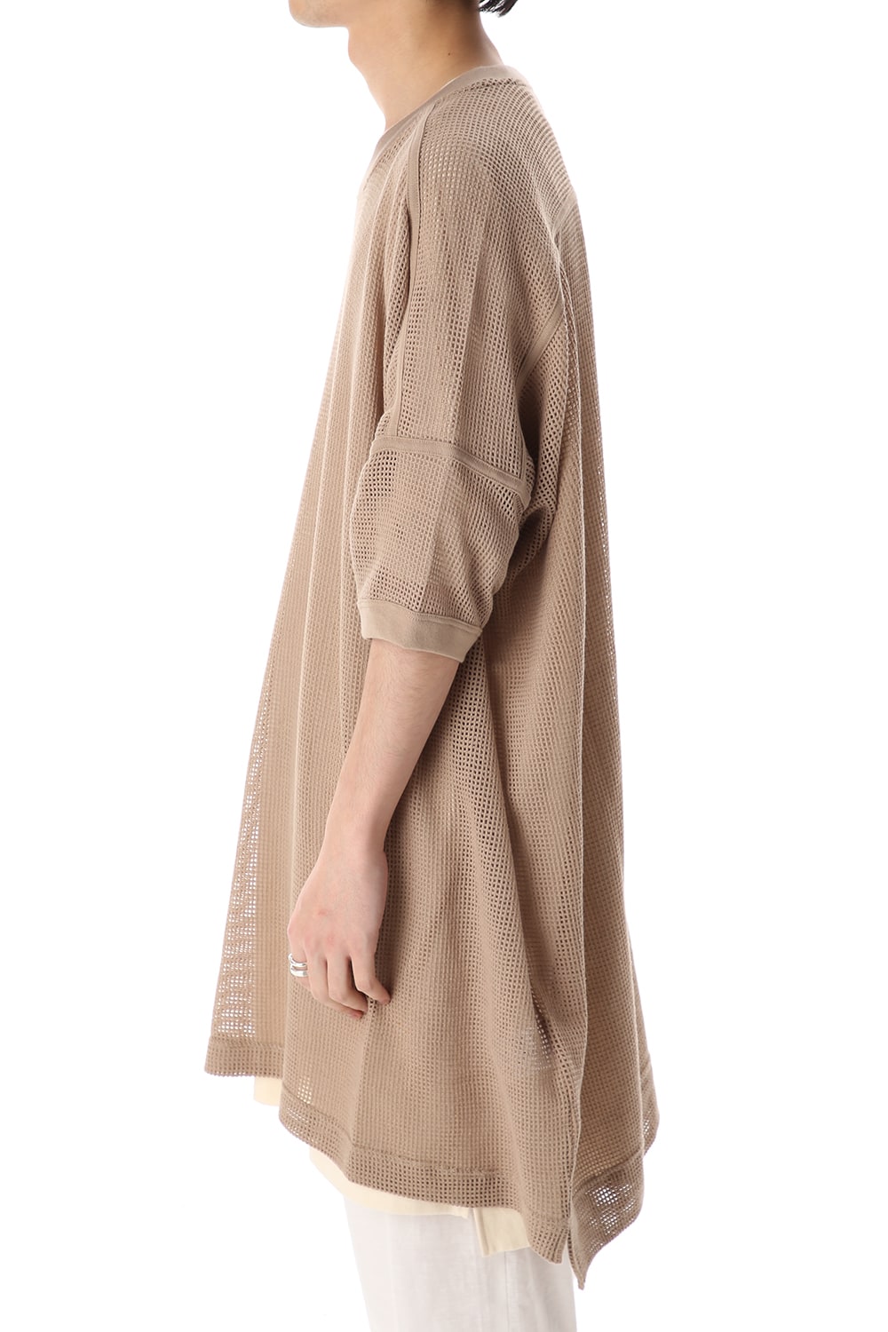 Mesh SS Oversize Tee LT Brown