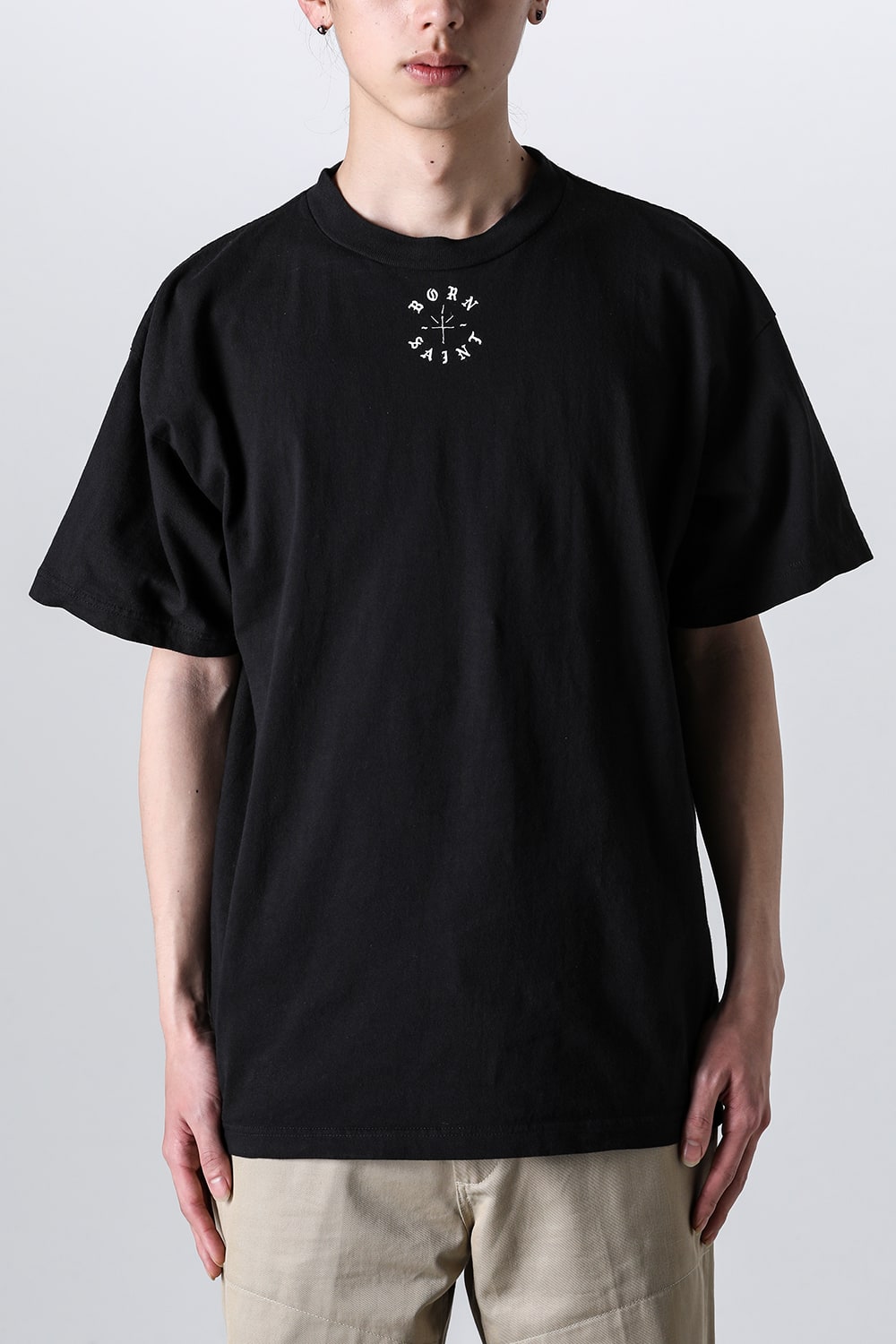 BORN X RAISED × SAINT Mxxxxxx BORN SAINT Short sleeve T-shirt Black