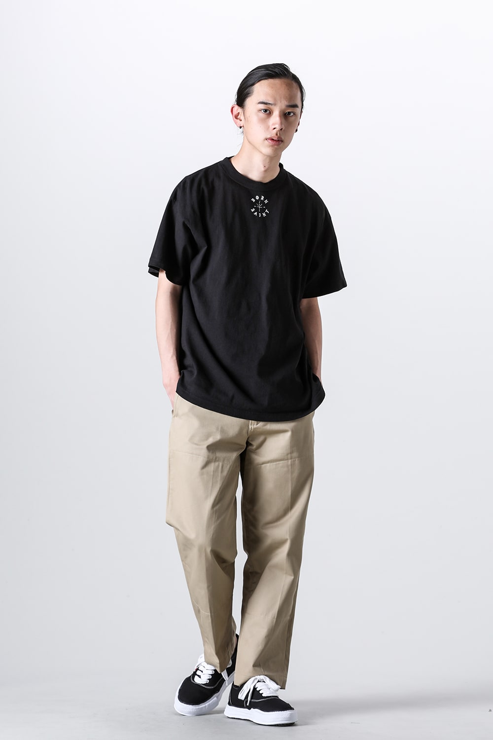 BORN X RAISED × SAINT Mxxxxxx BORN SAINT Short sleeve T-shirt Black