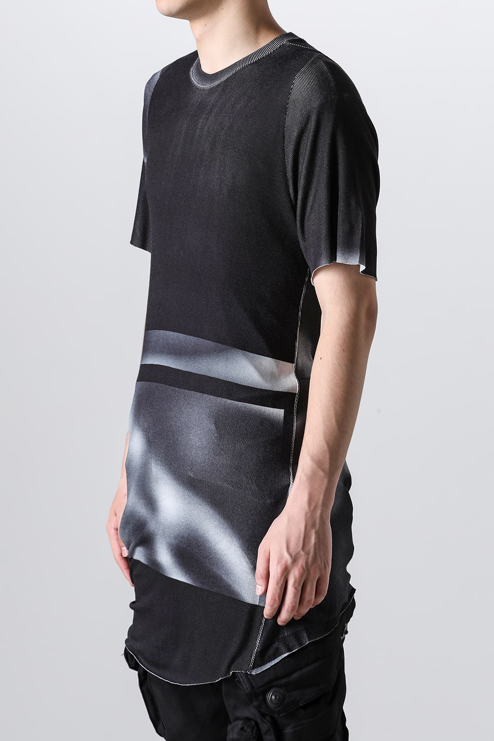 Printed Rayon Stretch Rib Short Sleeve T-shirt