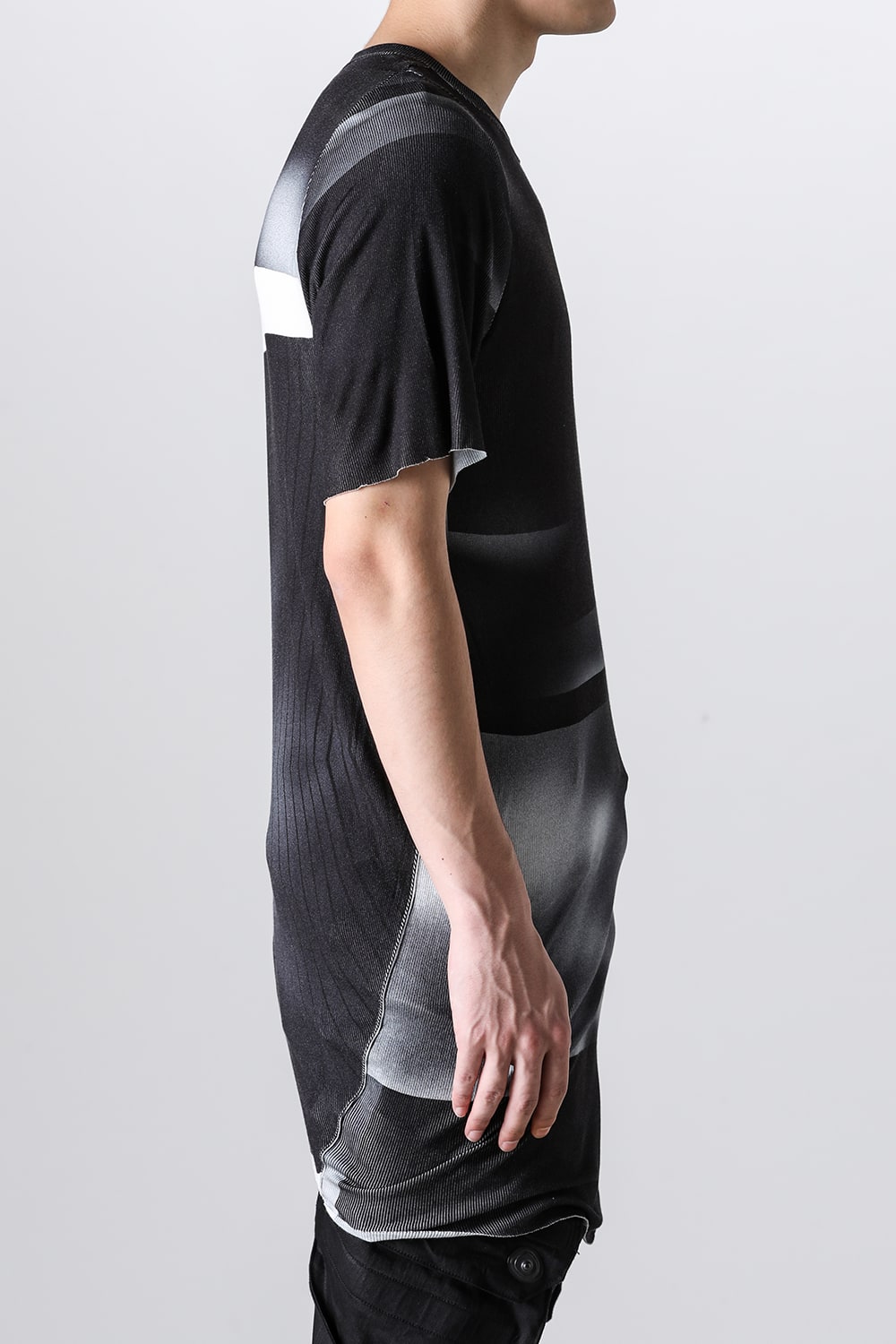 Printed Rayon Stretch Rib Short Sleeve T-shirt