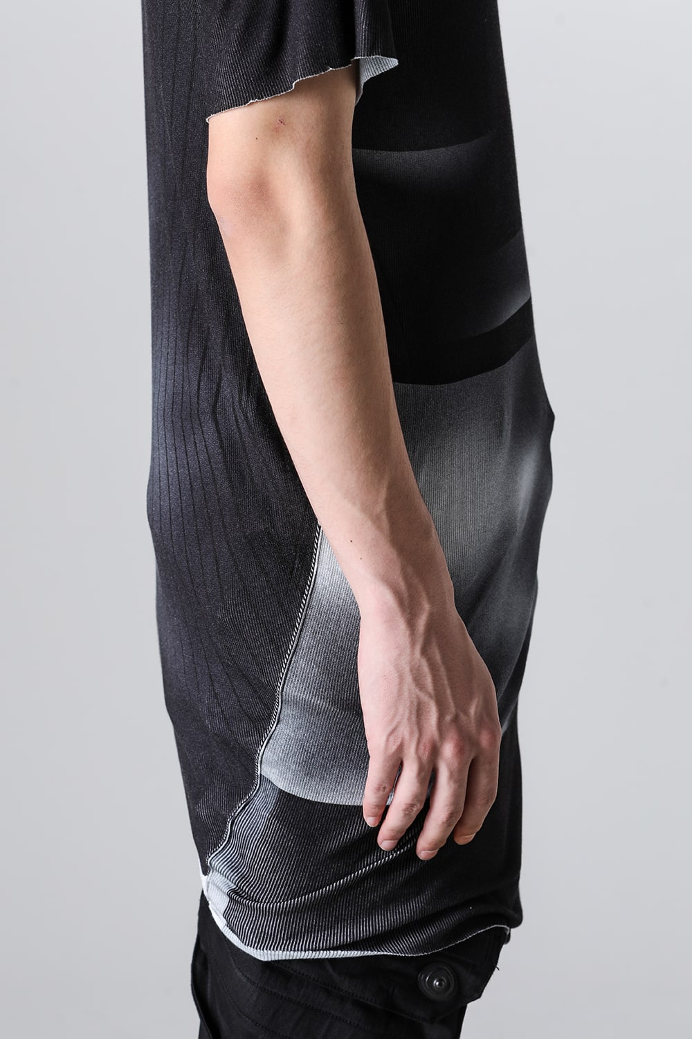 Printed Rayon Stretch Rib Short Sleeve T-shirt