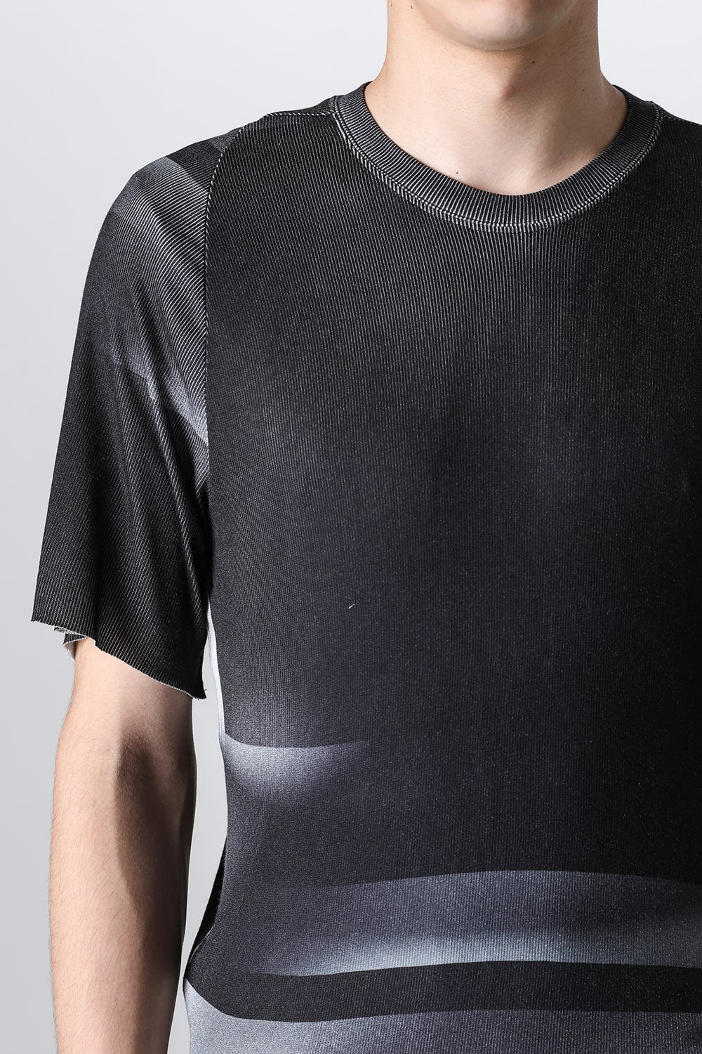 Printed Rayon Stretch Rib Short Sleeve T-shirt