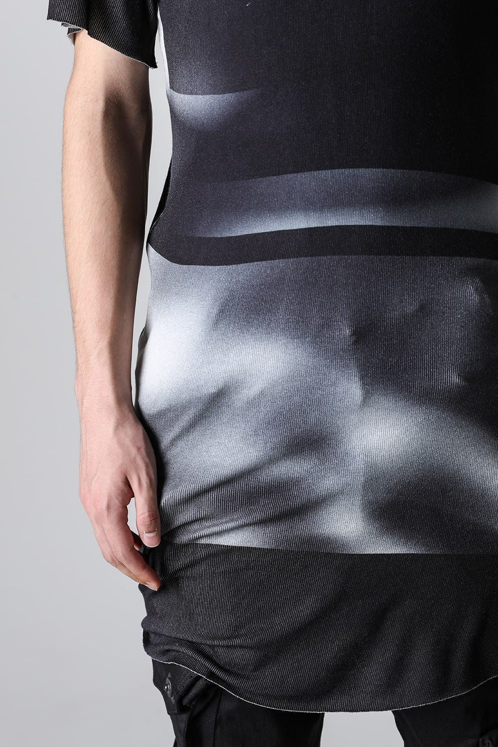 Printed Rayon Stretch Rib Short Sleeve T-shirt