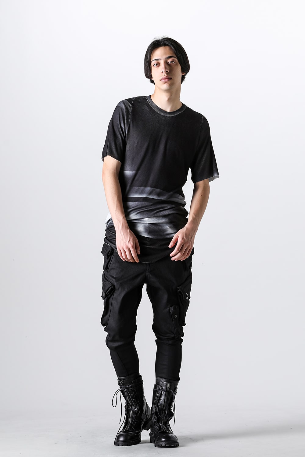 Printed Rayon Stretch Rib Short Sleeve T-shirt