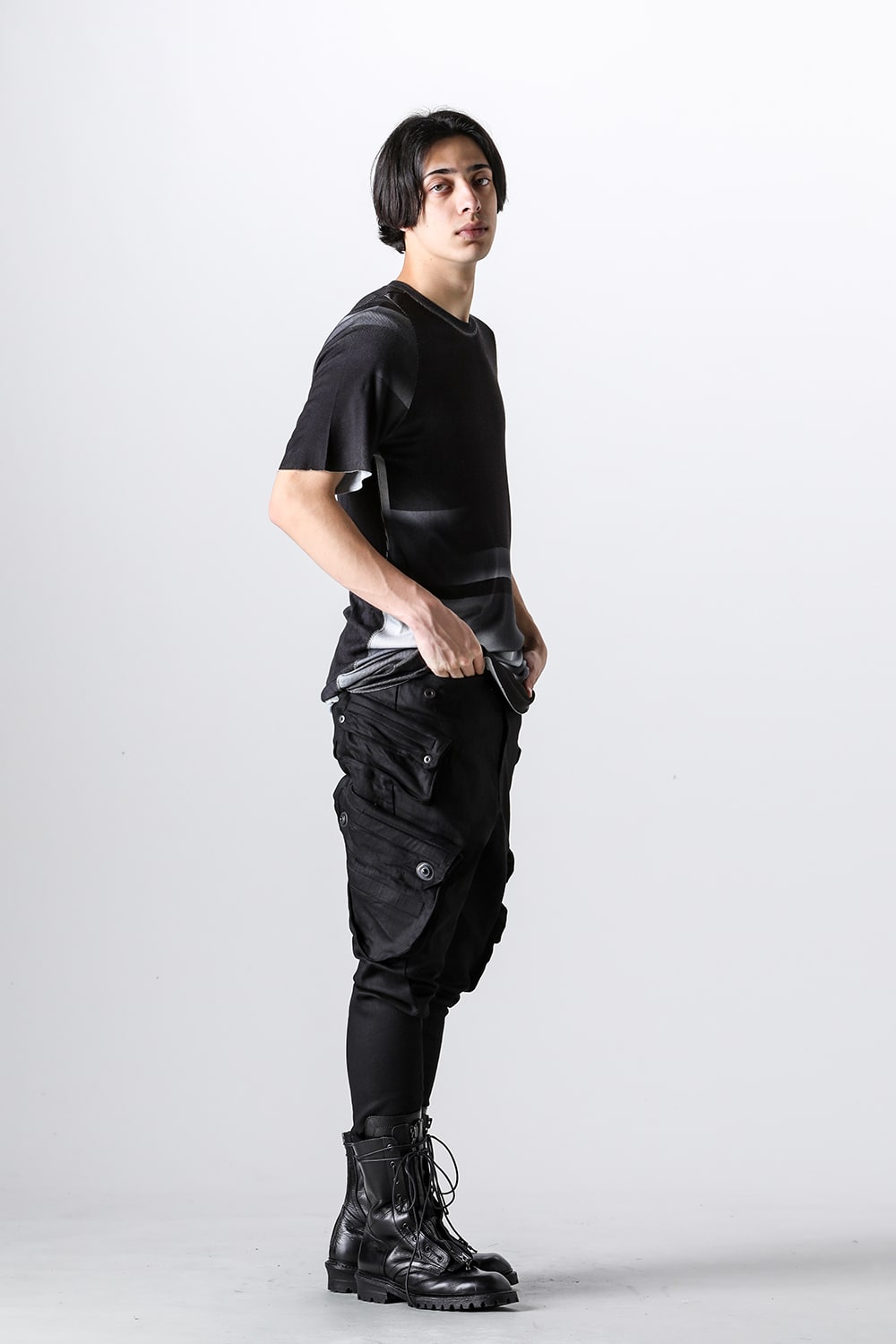 Printed Rayon Stretch Rib Short Sleeve T-shirt