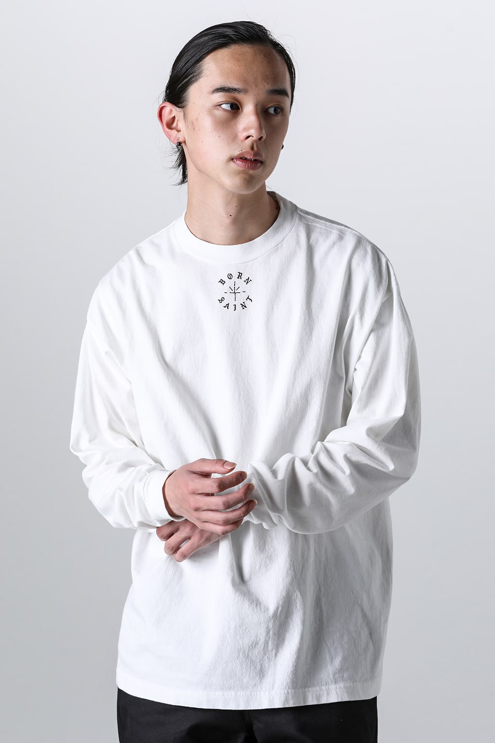 BORN X RAISED × SAINT Mxxxxxx BORN SAINT Long sleeve T-shirt White