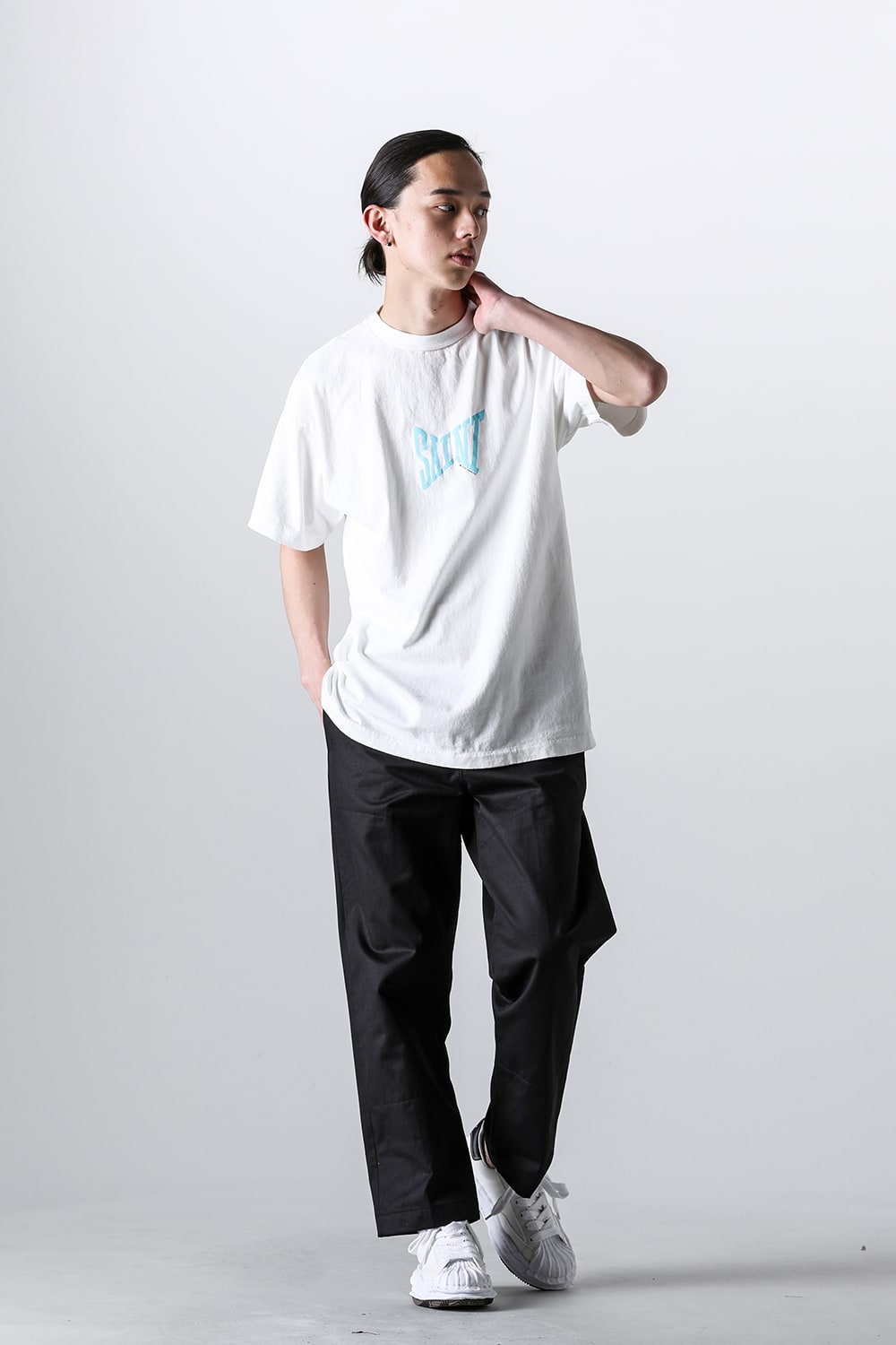 RIBON SAINT Short sleeve T-shirt White × Blue