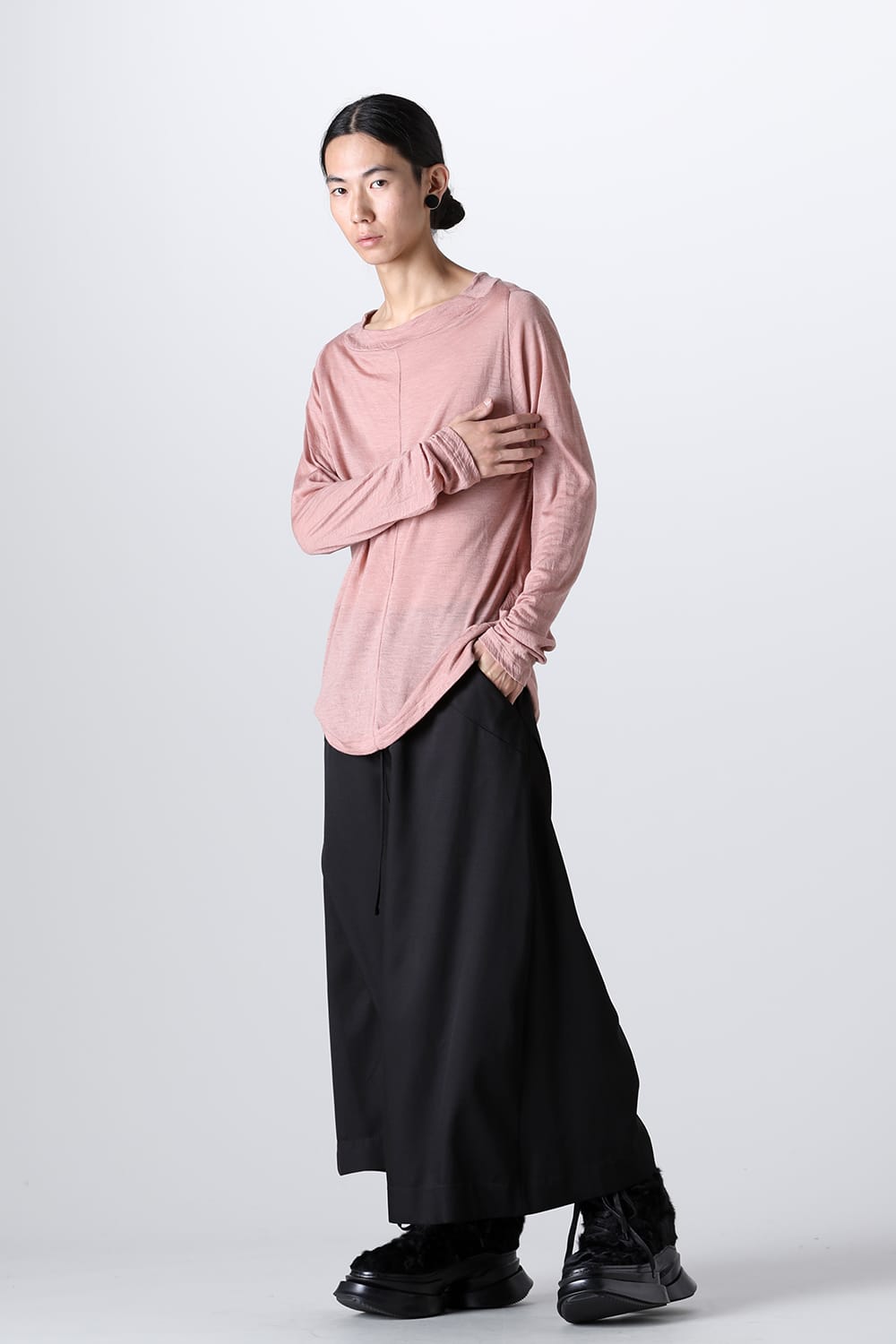 Edge Seamed Off-neck Cutsewn Pink