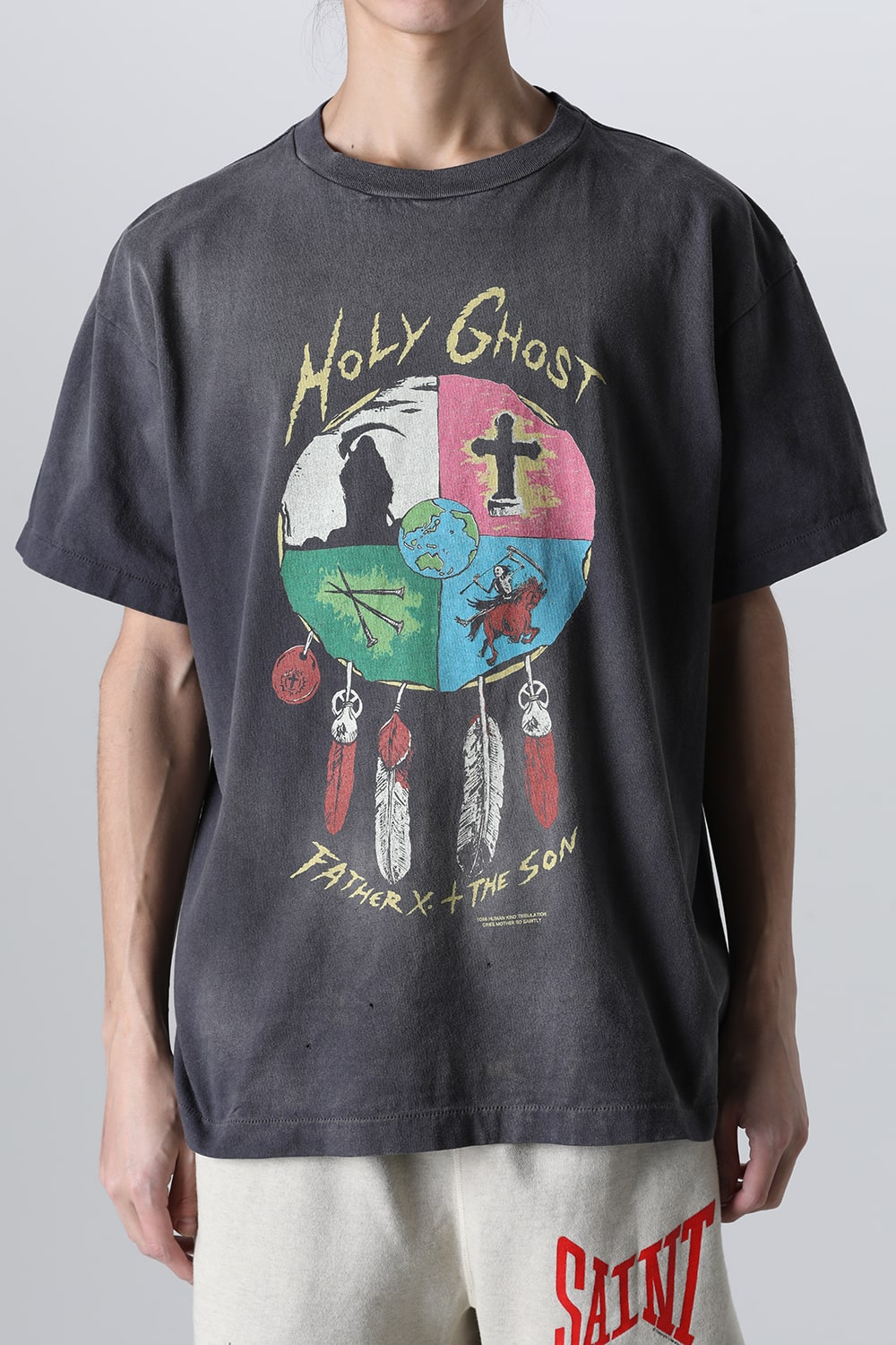 LASTMAN × SAINT Mxxxxxx HOLY GHOST Short sleeve T-shirt