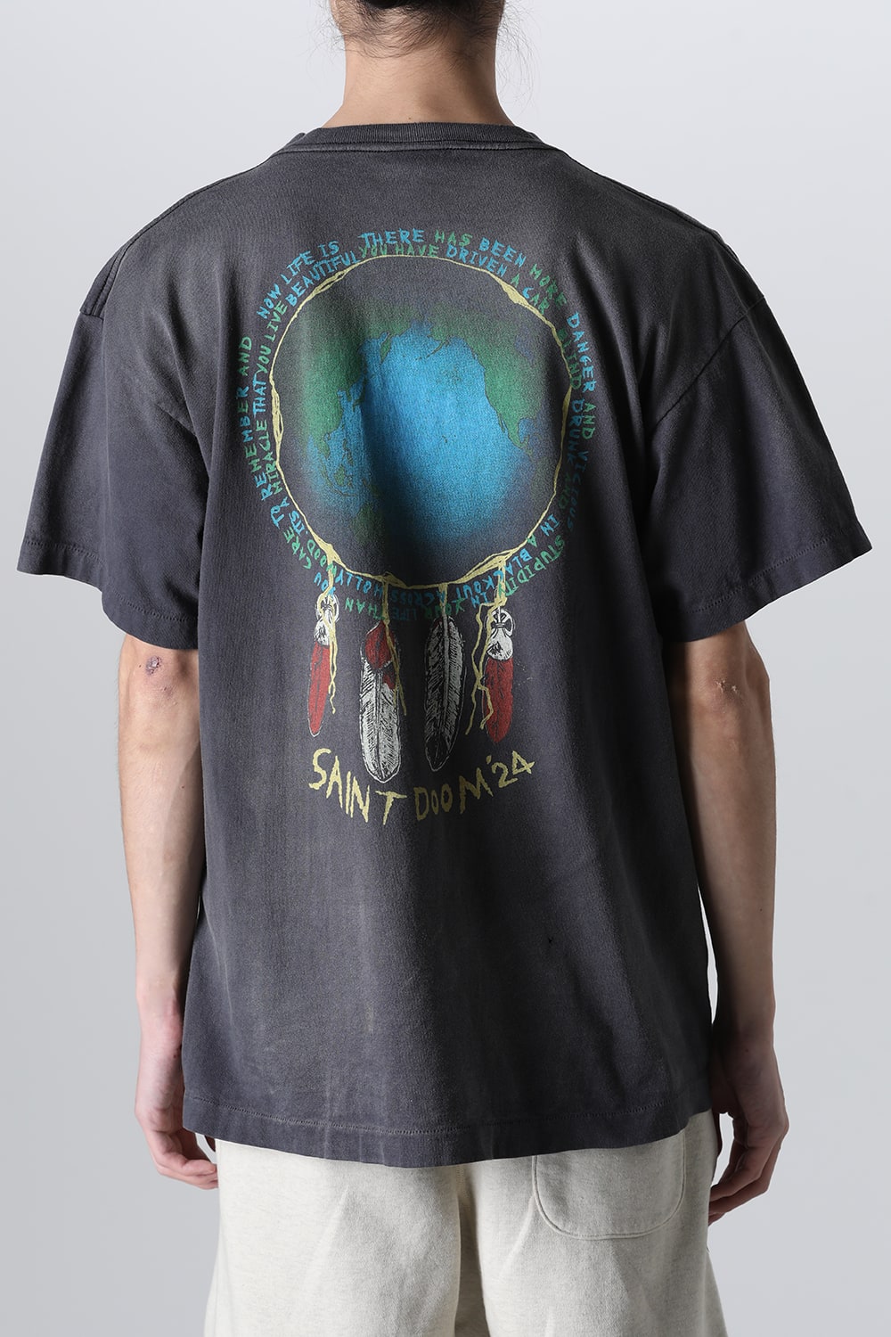 LASTMAN × SAINT Mxxxxxx HOLY GHOST Short sleeve T-shirt