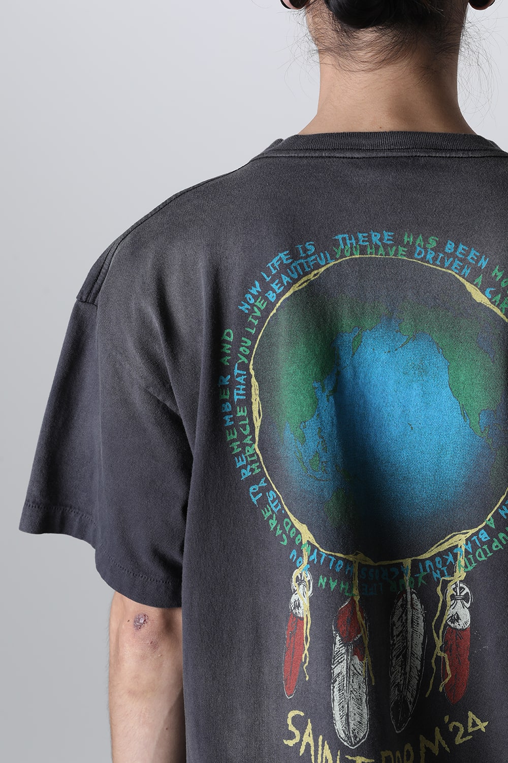 LASTMAN × SAINT Mxxxxxx HOLY GHOST Short sleeve T-shirt