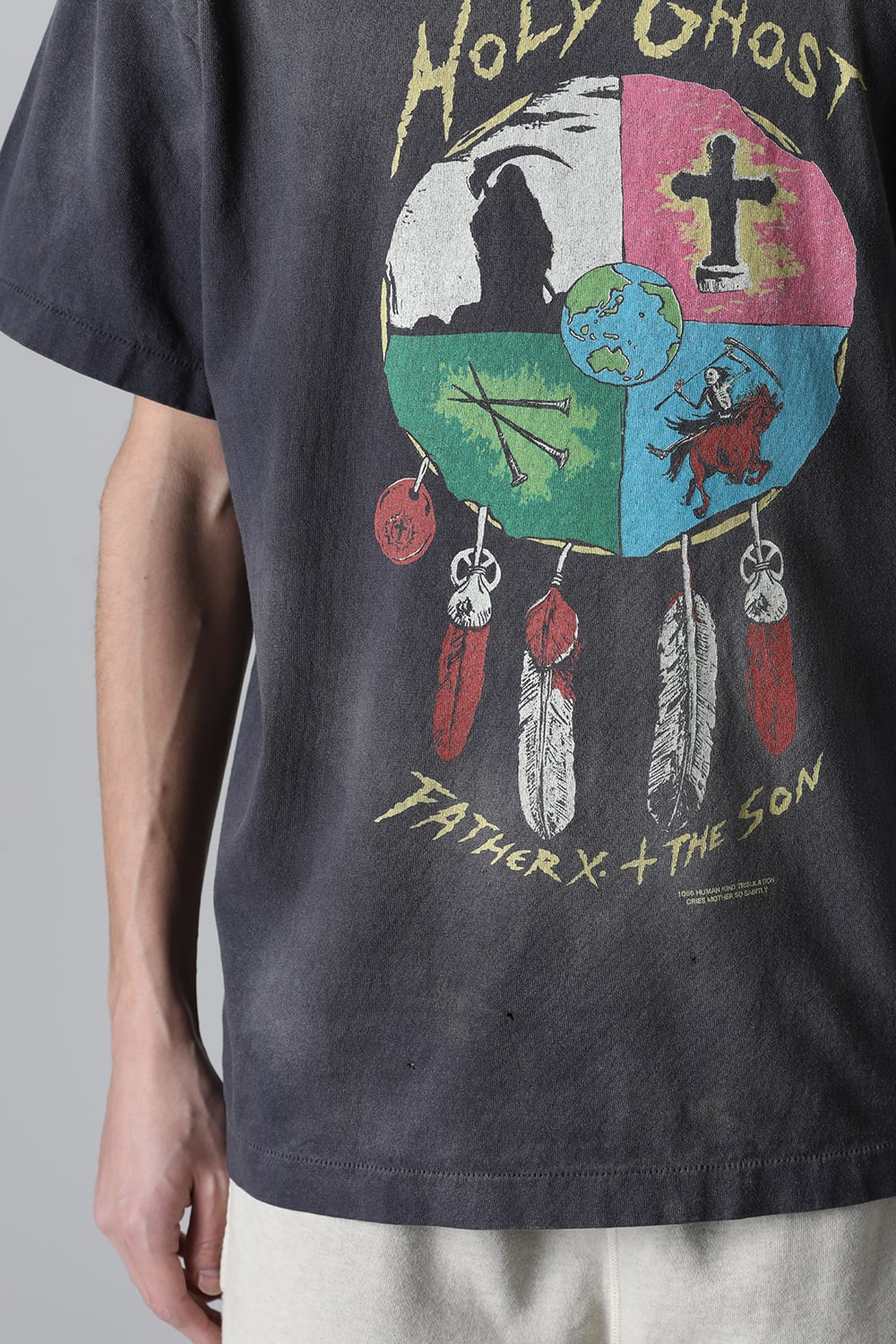 LASTMAN × SAINT Mxxxxxx HOLY GHOST Short sleeve T-shirt