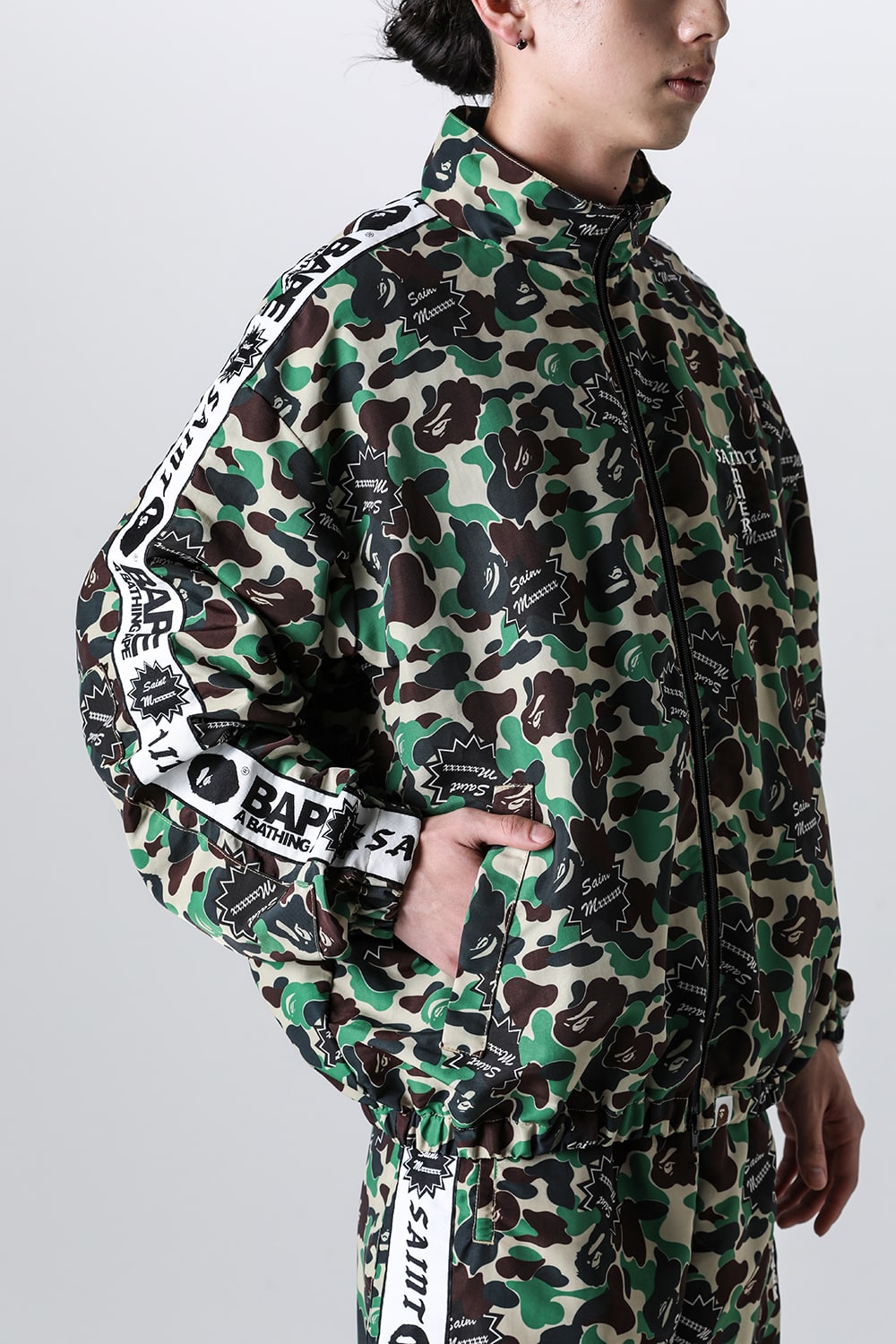 A BATHING APE® × SAINT Mxxxxxx STAPE Track Jacket