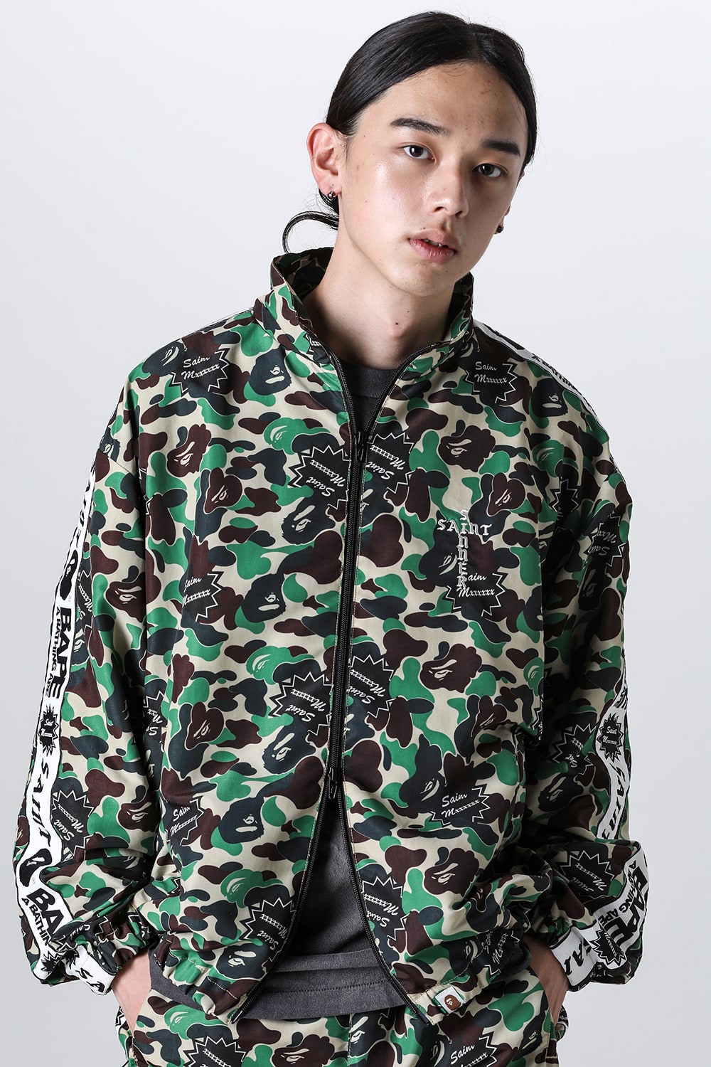 A BATHING APE® × SAINT Mxxxxxx STAPE Track Jacket