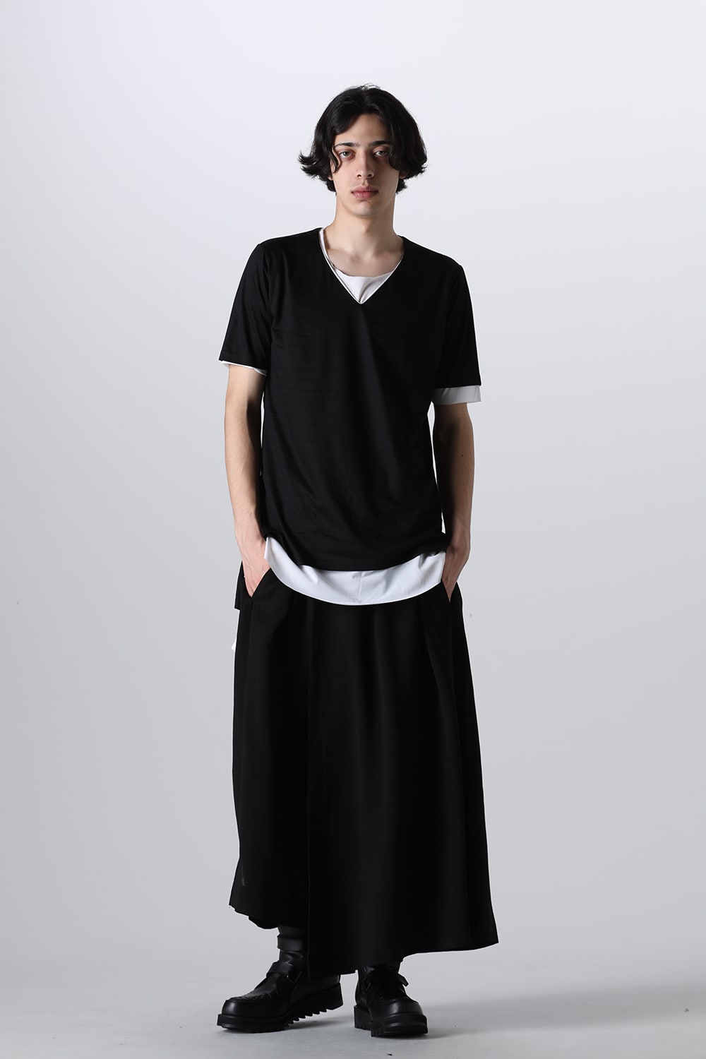 Voile Skirt Wide Tuck Slacks