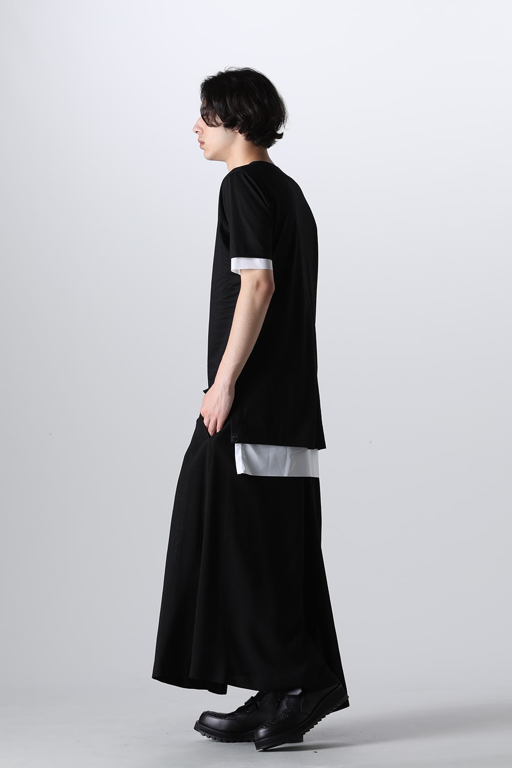 Voile Skirt Wide Tuck Slacks