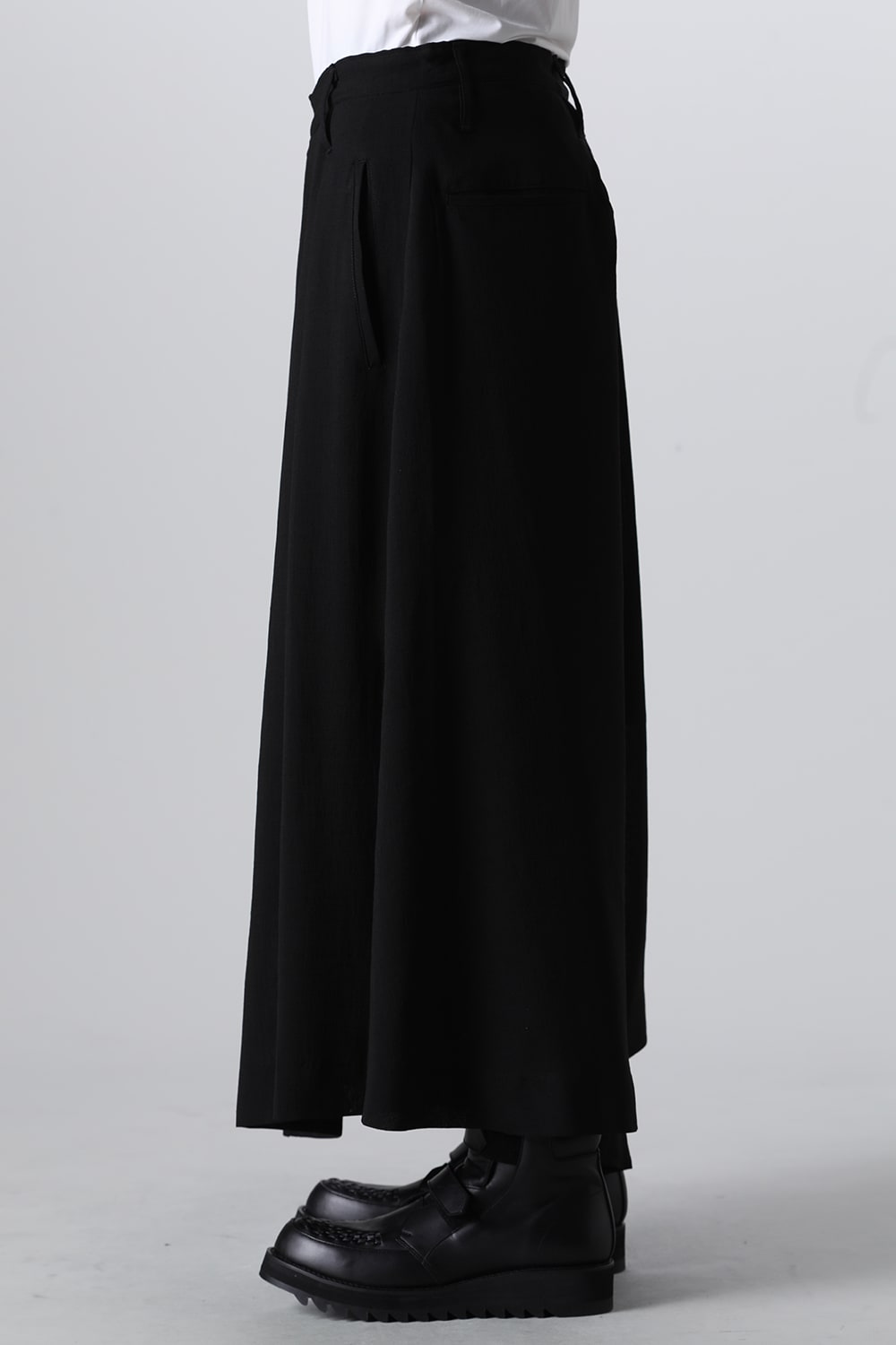 Voile Skirt Wide Tuck Slacks