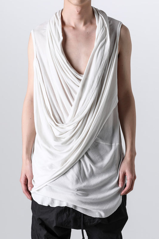 Cotton Rib Sleeveless Drape Cut & Sewn