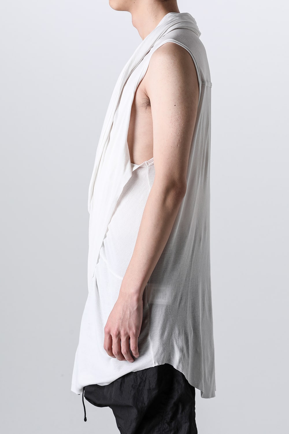 Cotton Rib Sleeveless Drape Cut & Sewn