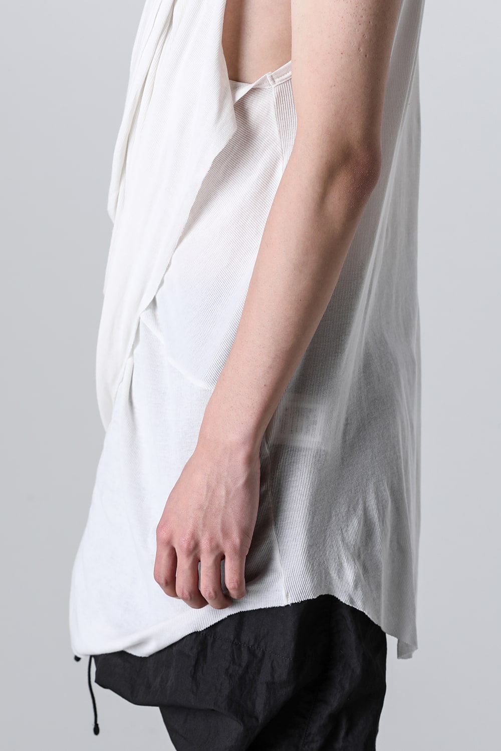 Cotton Rib Sleeveless Drape Cut & Sewn