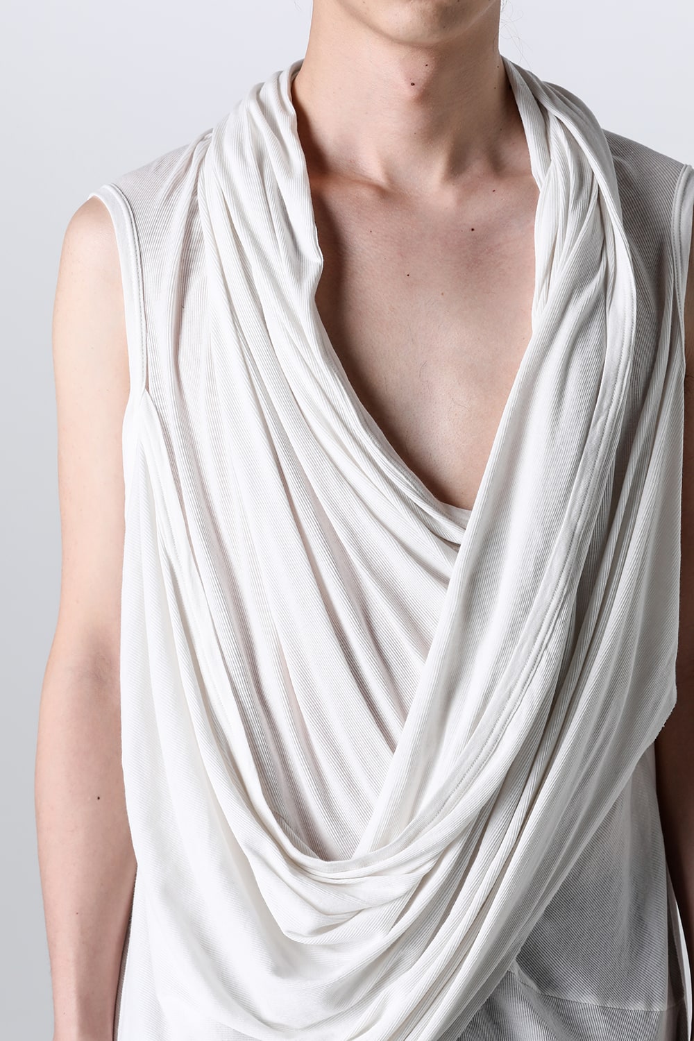 Cotton Rib Sleeveless Drape Cut & Sewn